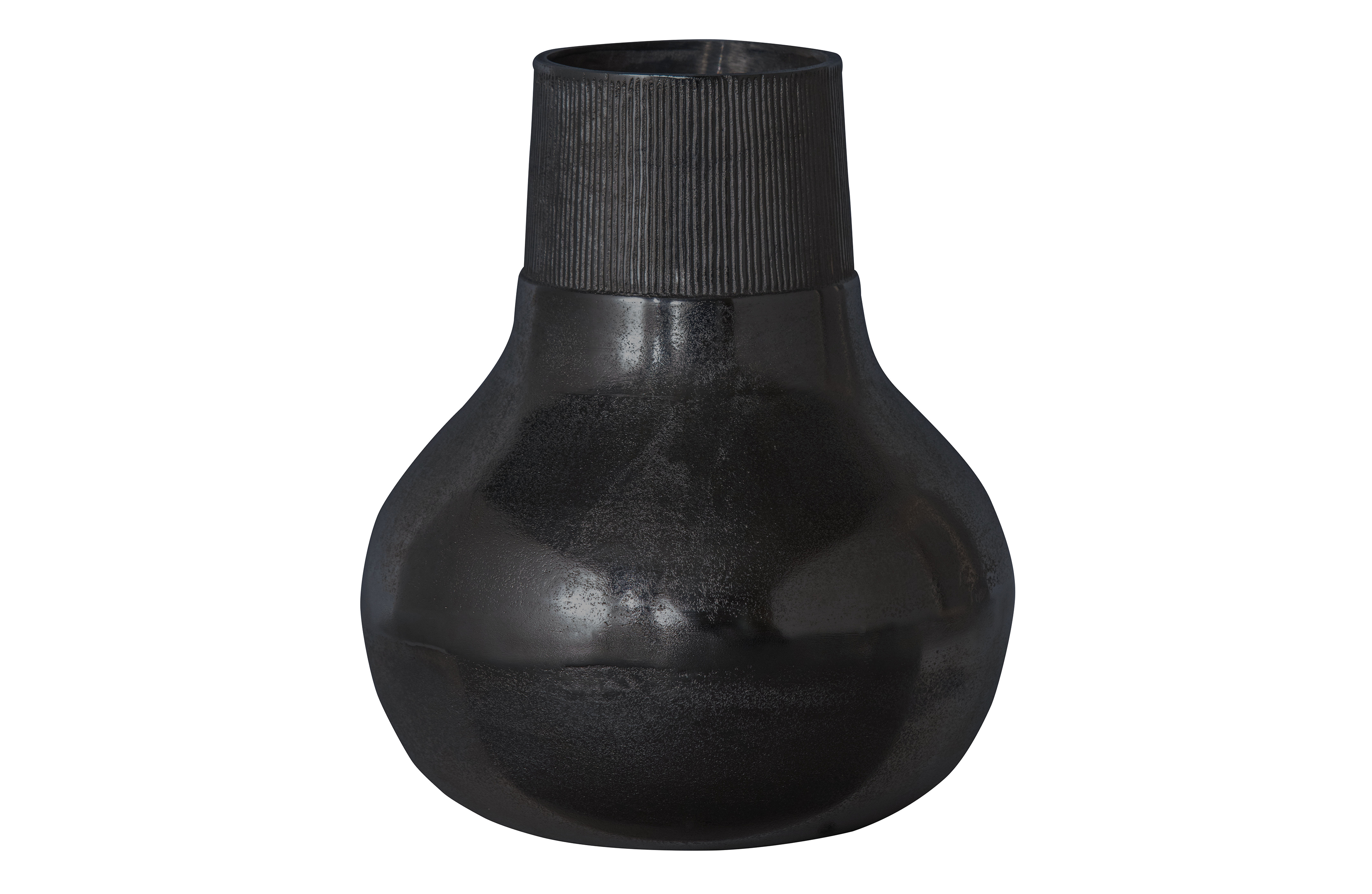 BEPUREHOME Metal L vase, rund - sort aluminium (Ø30)
