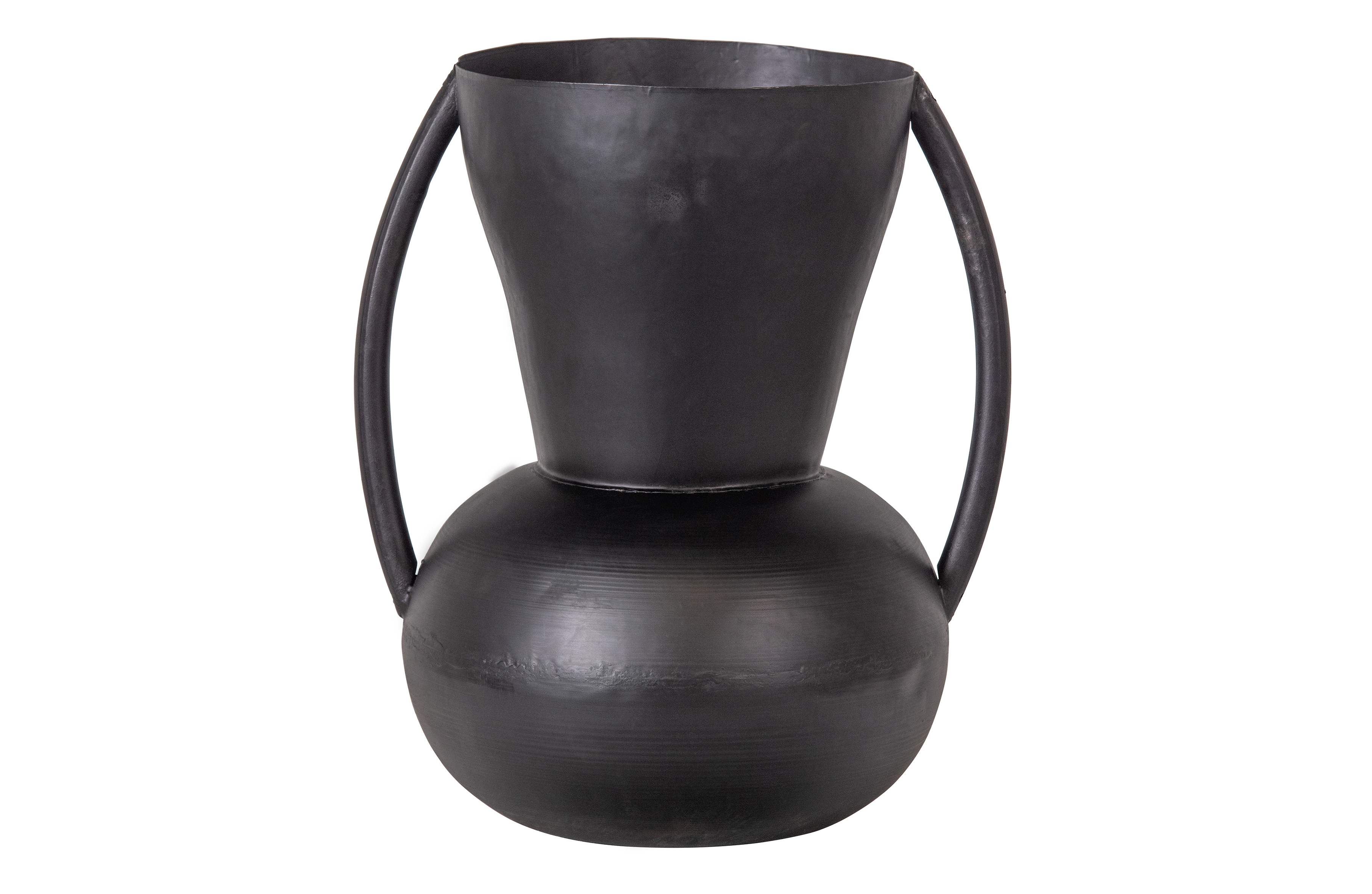 WOOOD EXCLUSIVE Siep vase, m. håndtag, rund - sort jern (H:44)