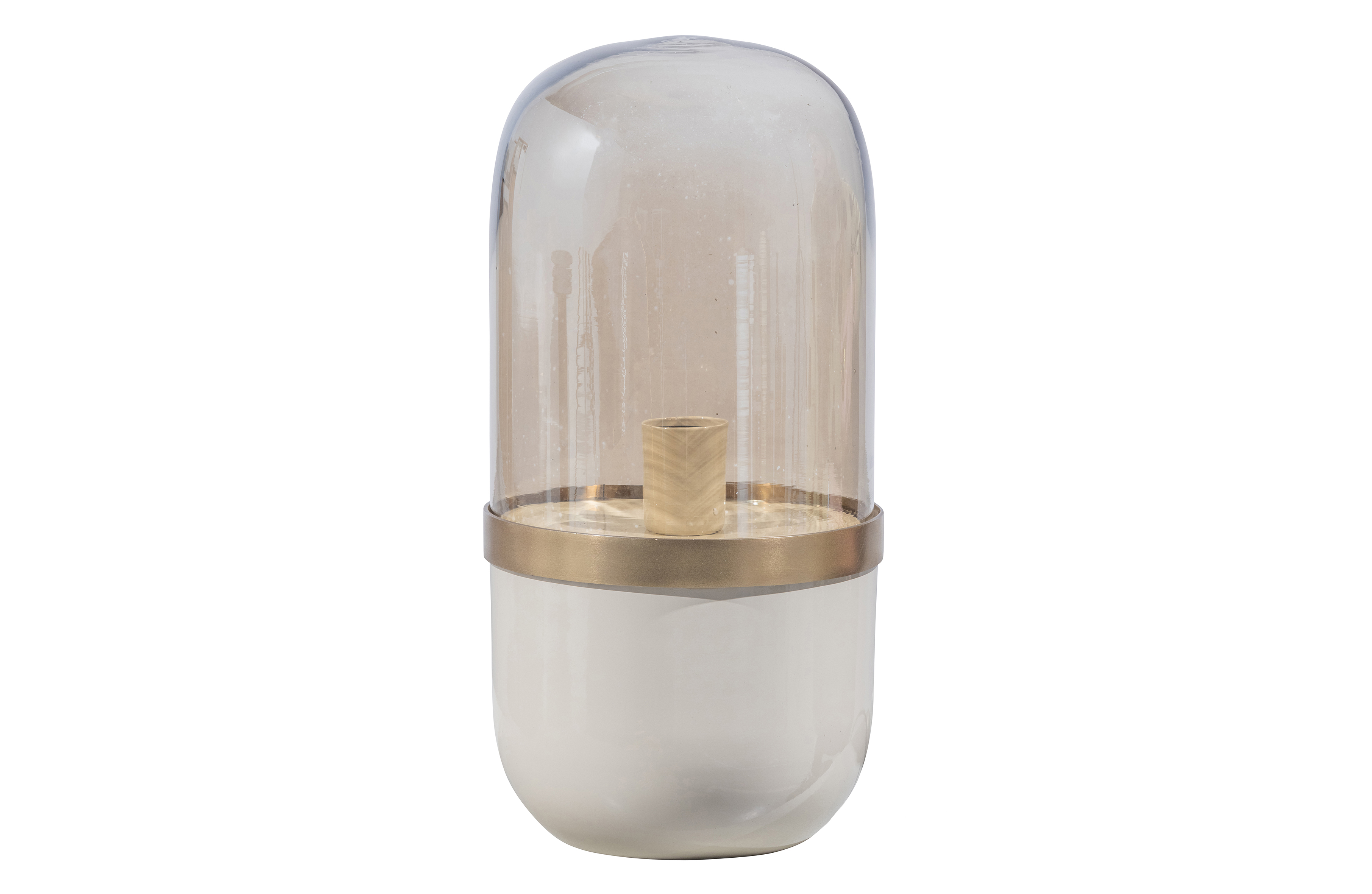 WOOOD EXCLUSIVE Flora bordlampe, rund - glas og grå/hvid metal (Ø20)