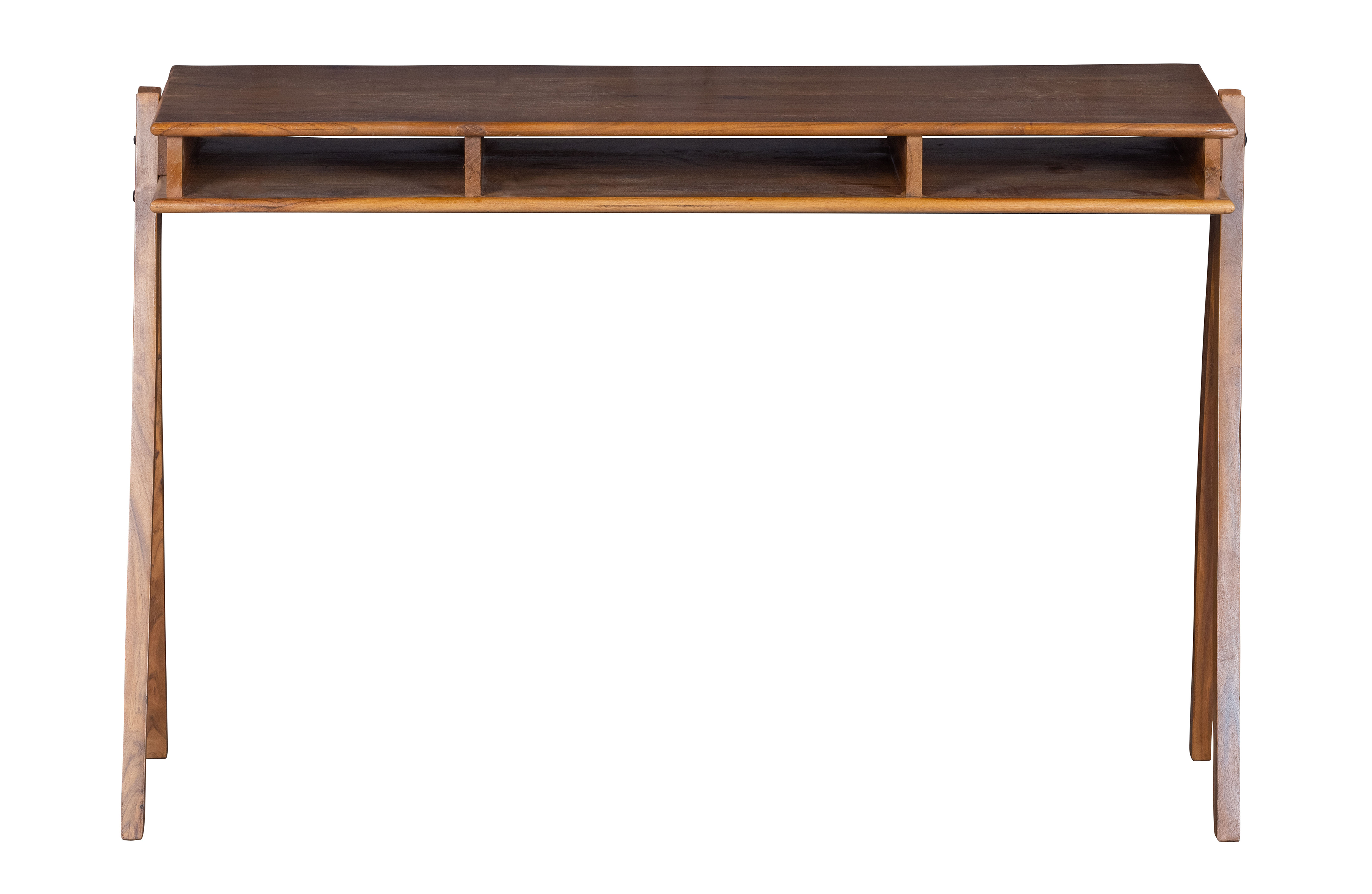 BEPUREHOME Collection skrivebord, m. 3 åbne rum - brun akacietræ (120x50)