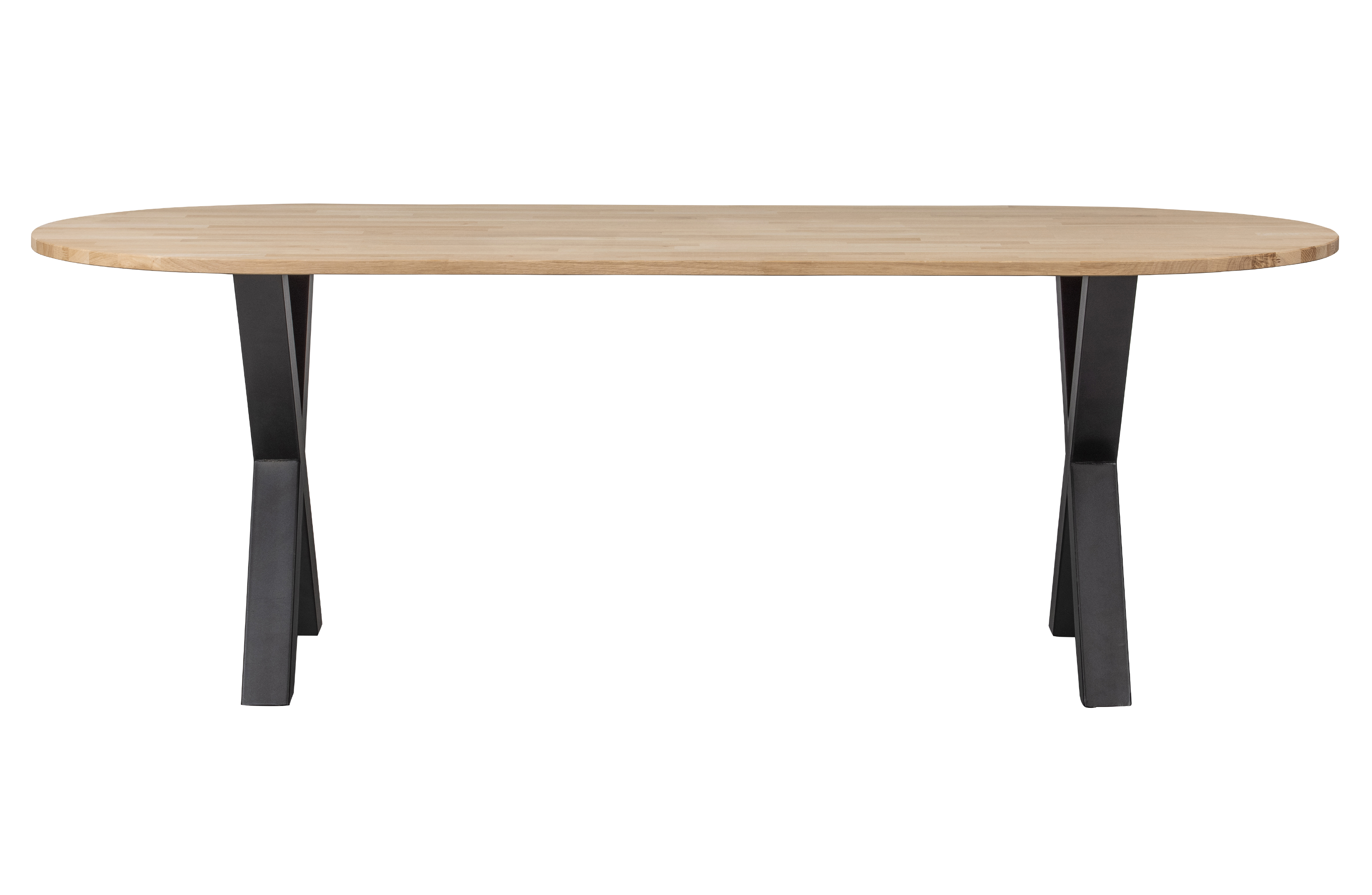 WOOOD Tablo spisebord, oval - natur eg og sort stål (220x90)