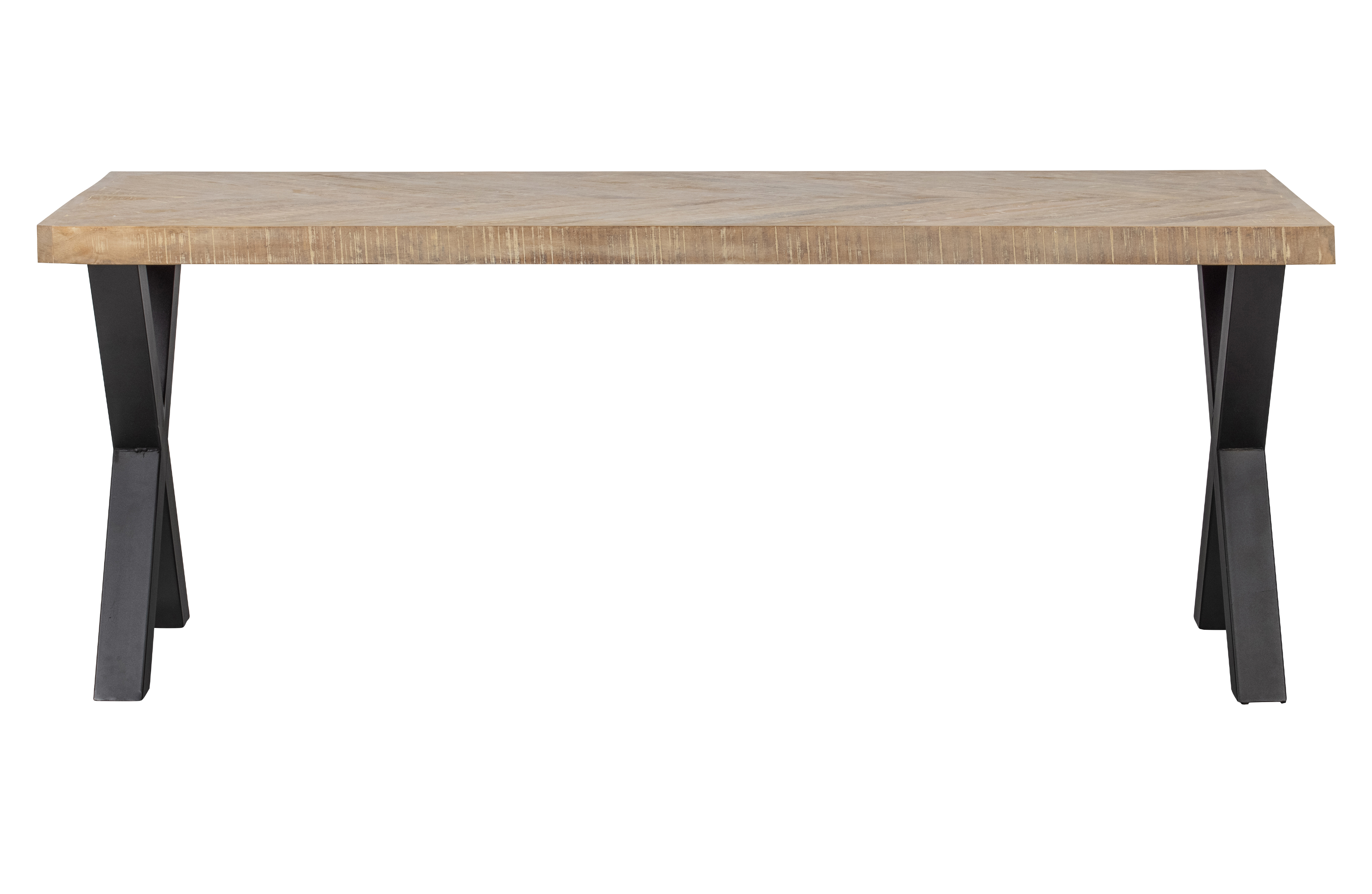 WOOOD Tablo sildebens spisebord, rektangulær - hvidvasket mangotræ og stål (200x90)