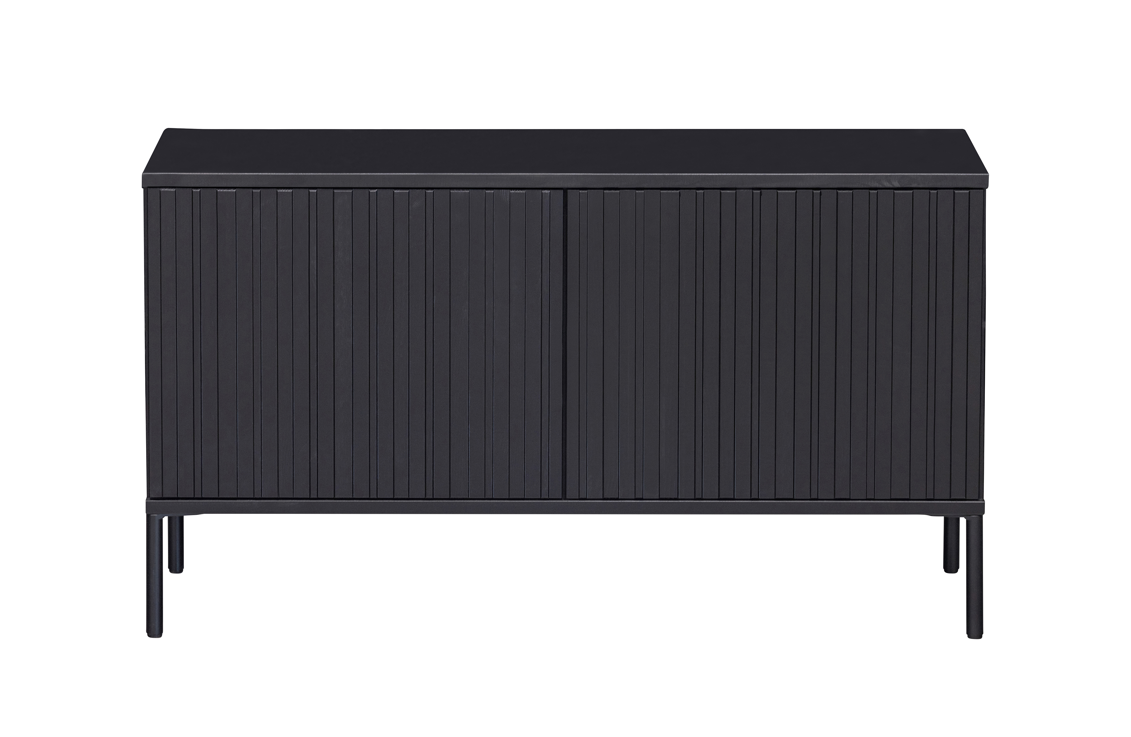 WOOOD EXCLUSIVE New Gravure TV-bord, m. 2 push to open låger - sort fyrretræ og sort metal (B:100)