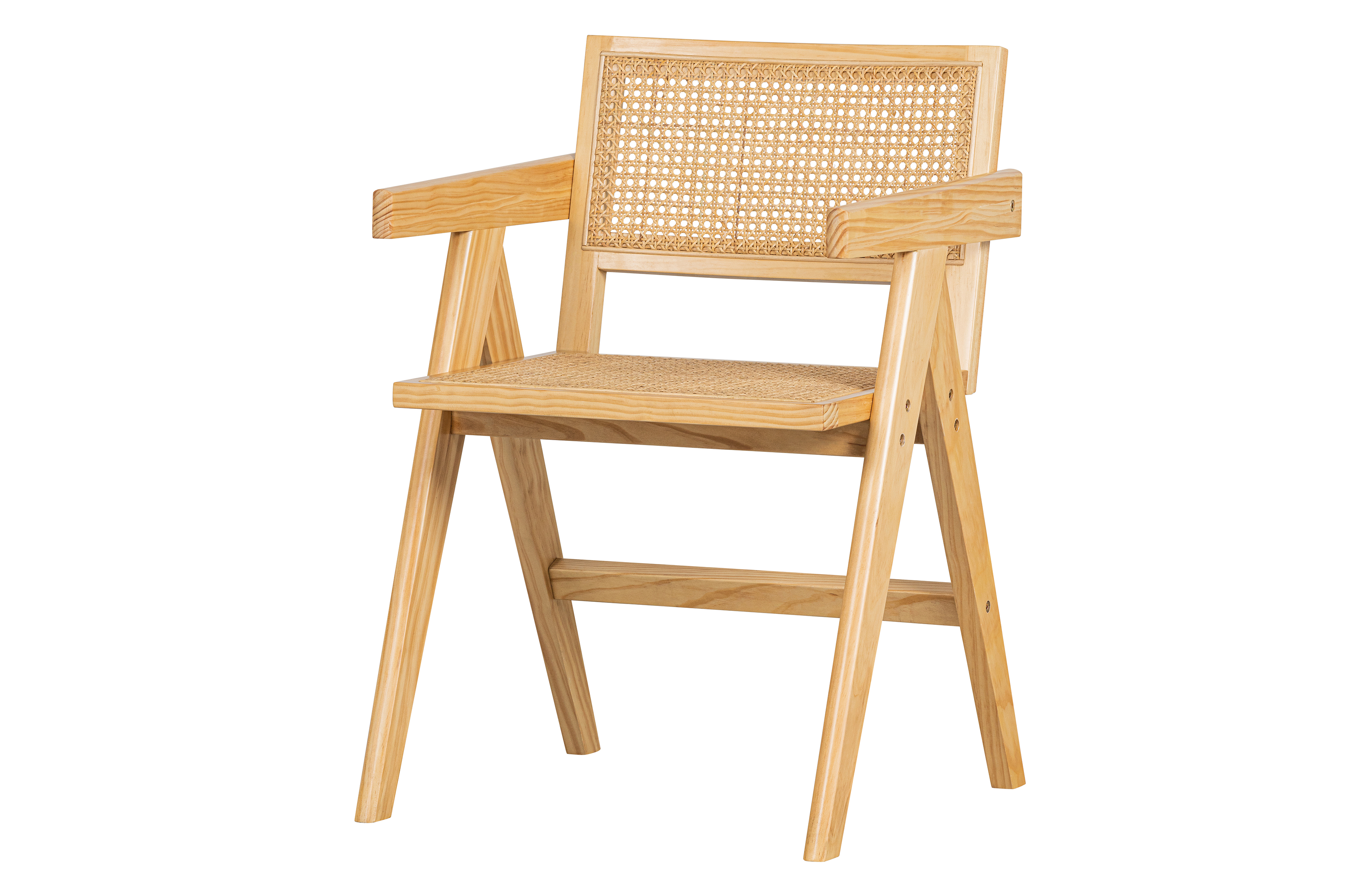 WOOOD EXCLUSIVE Gunn spisebordsstol, m. armlæn - natur rattan og fyrretræ