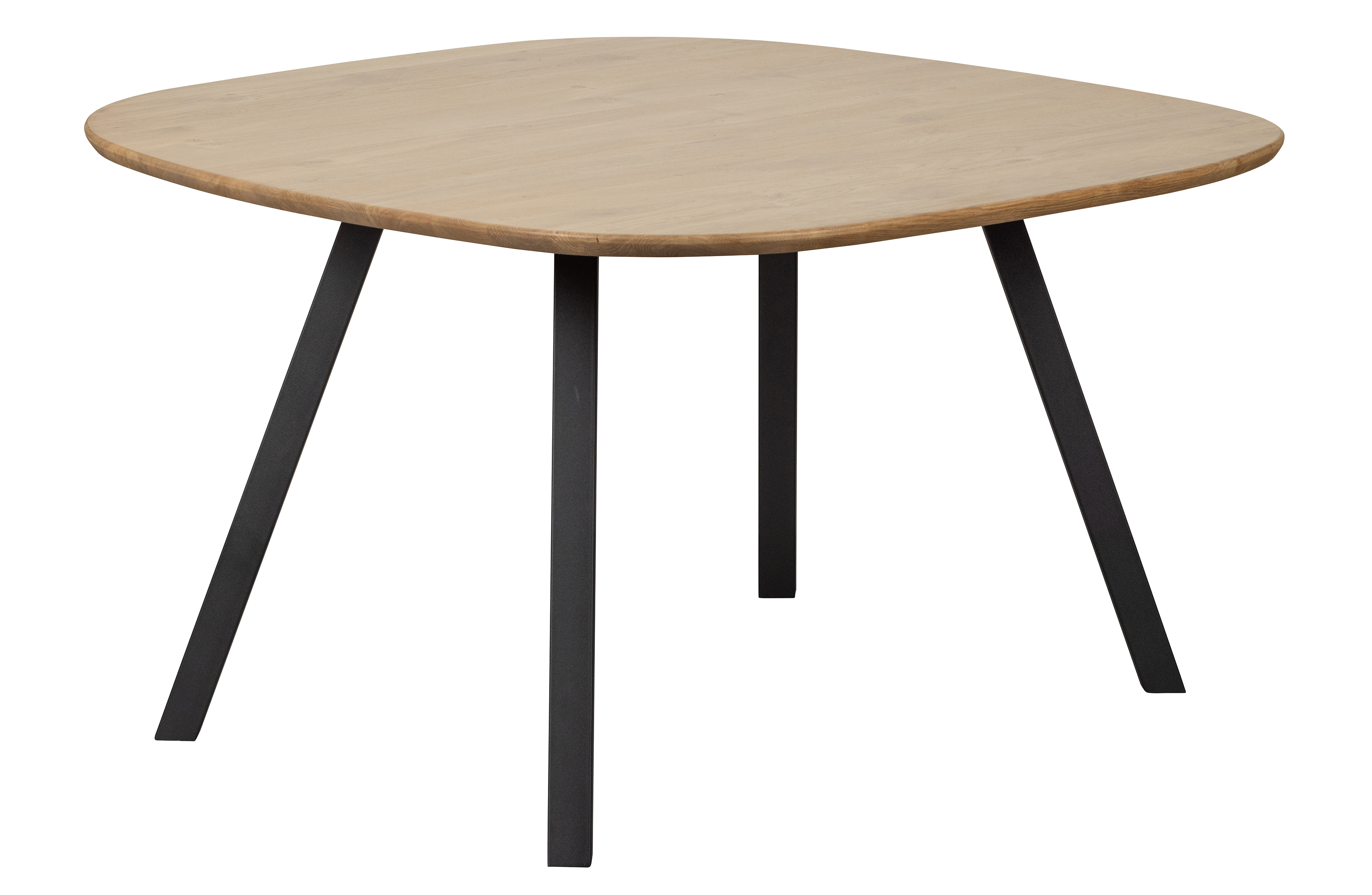 WOOOD Tablo spisebord, m. organisk form, kvadratisk - natur eg og sort stål (130x130)