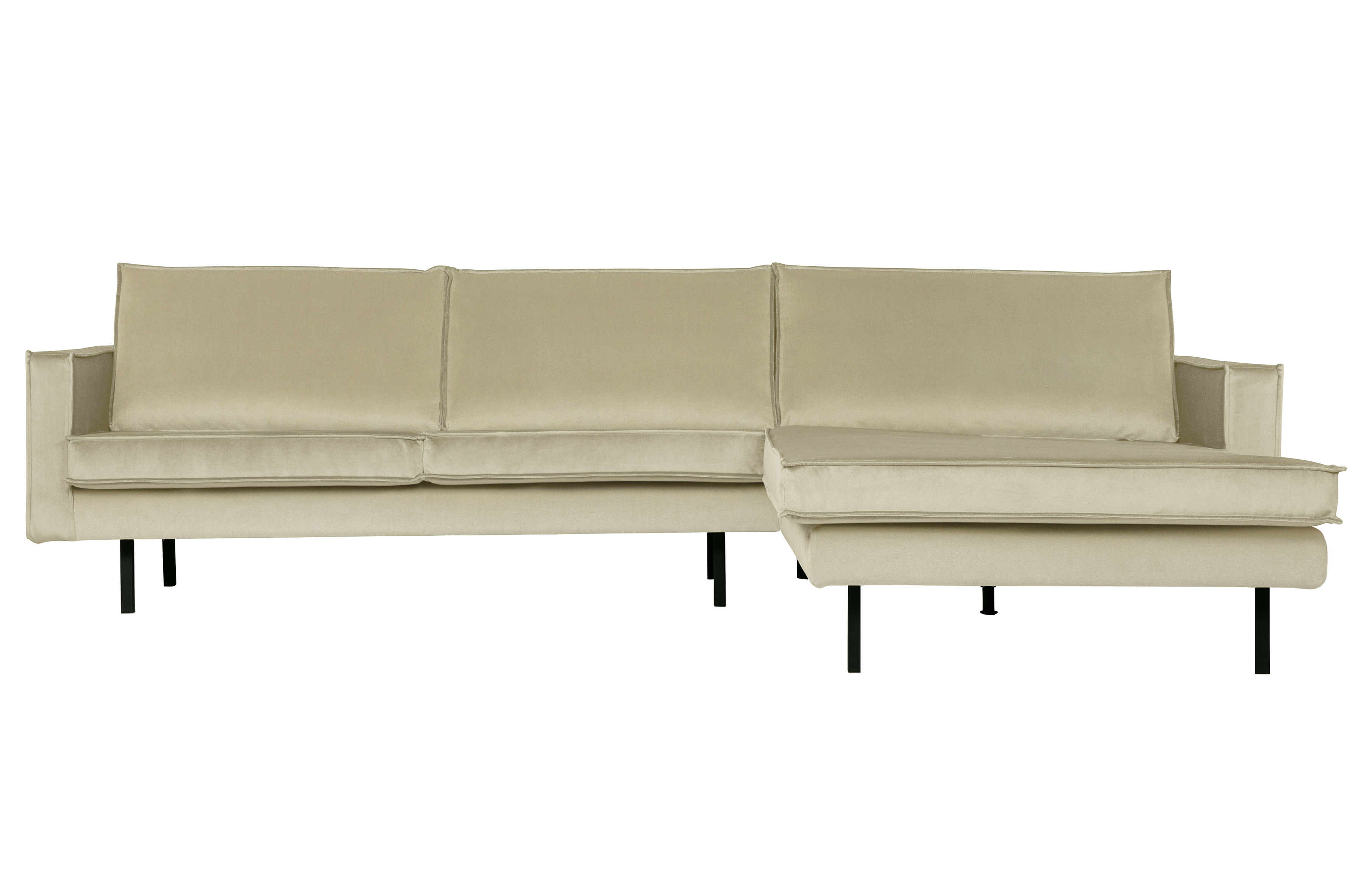 BEPUREHOME Rodeo sofa, m. højre chaiselong - pistacie fløjl
