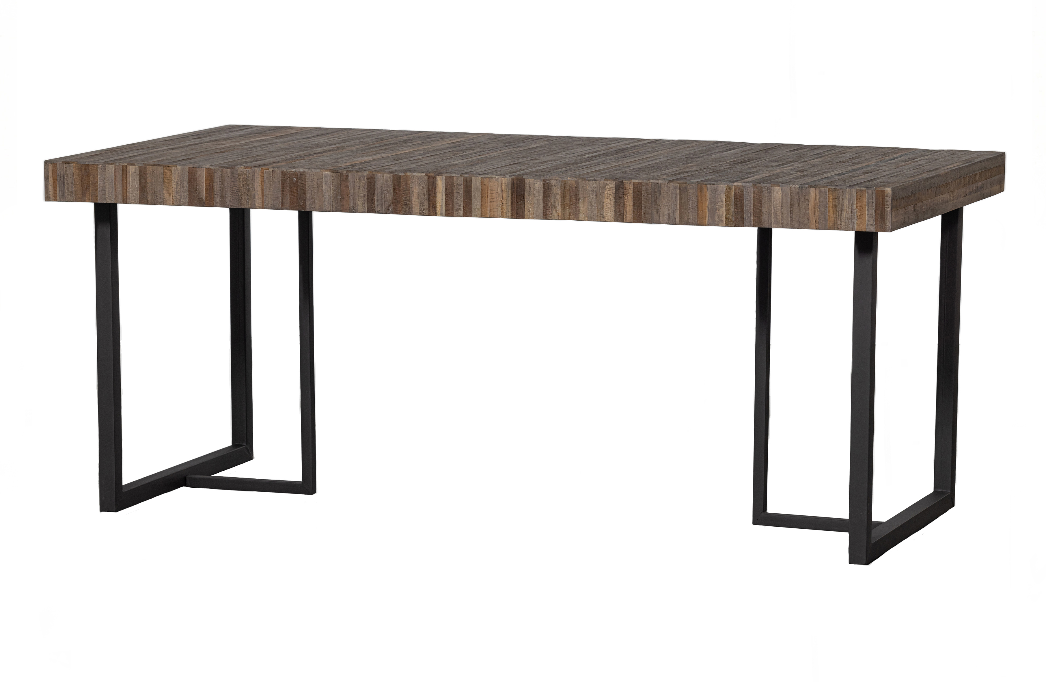 WOOOD EXCLUSIVE Maxime spisebord, rektangulær - natur genbrugs teaktræ og sort strygejern (180x90)