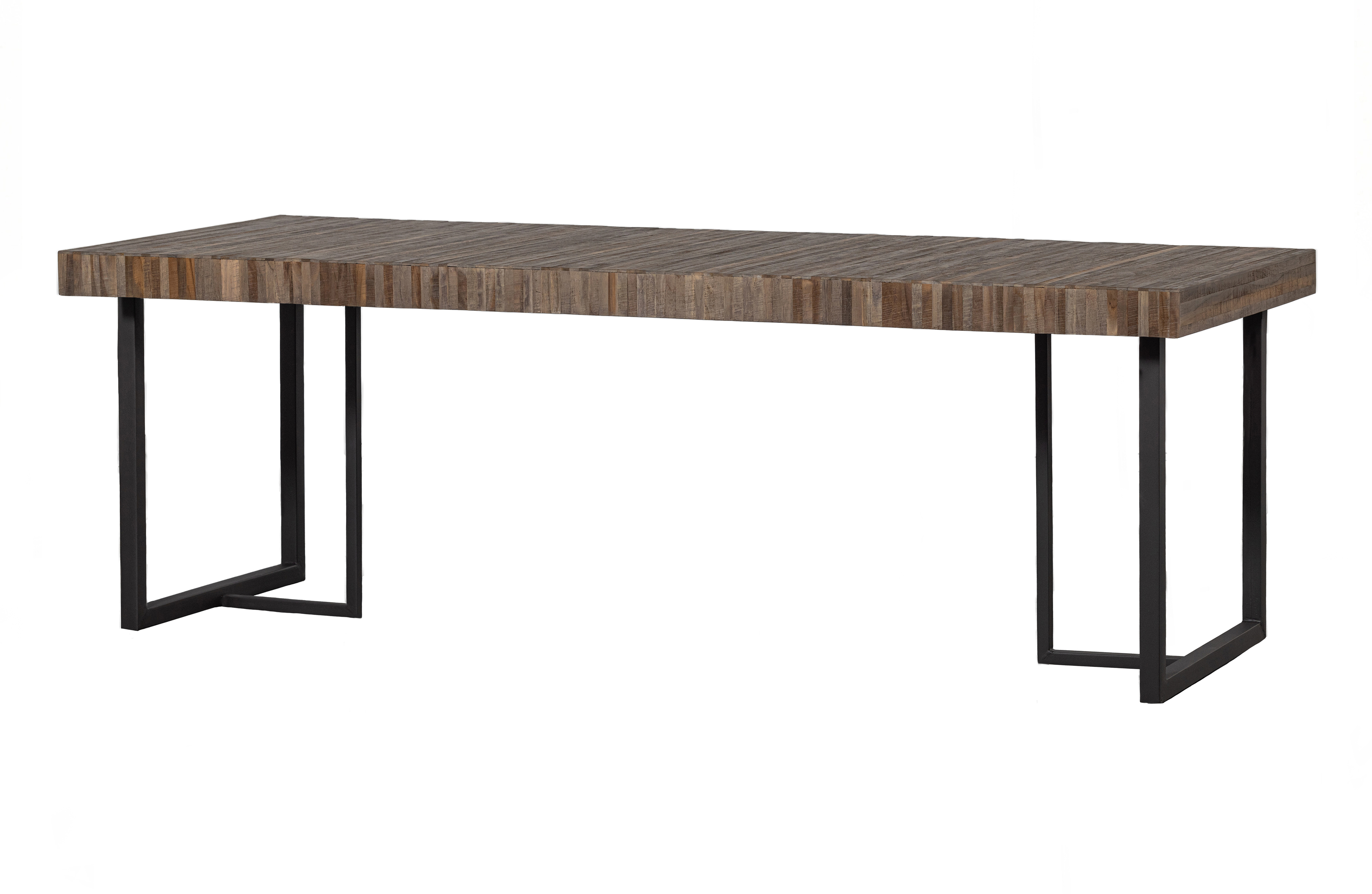 WOOOD EXCLUSIVE Maxime spisebord, rektangulær - natur genbrugs teaktræ og sort strygejern (200x90)
