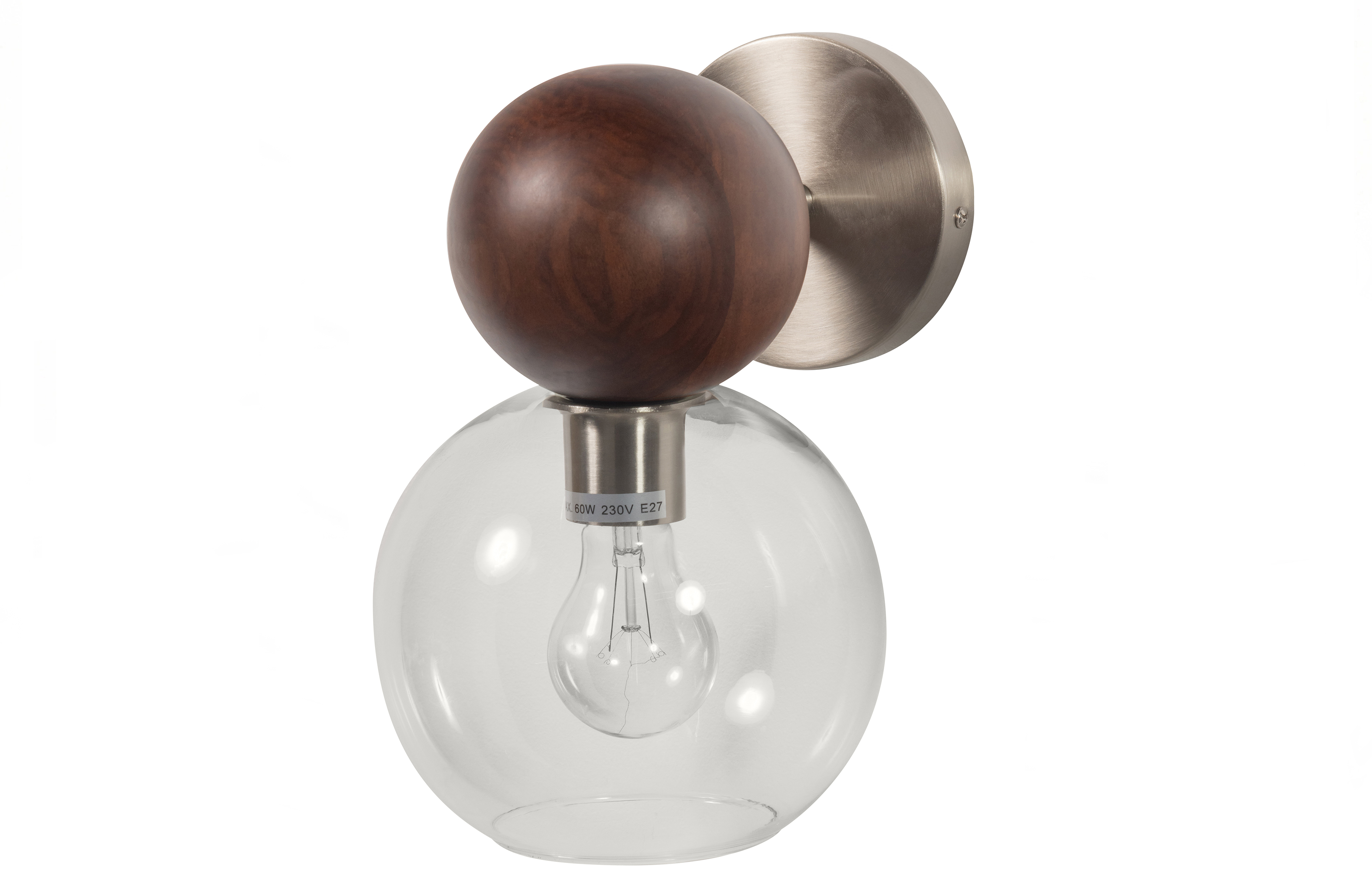 Billede af BEPUREHOME Babble væglampe - metal, brun valnøddetræ og klart glas