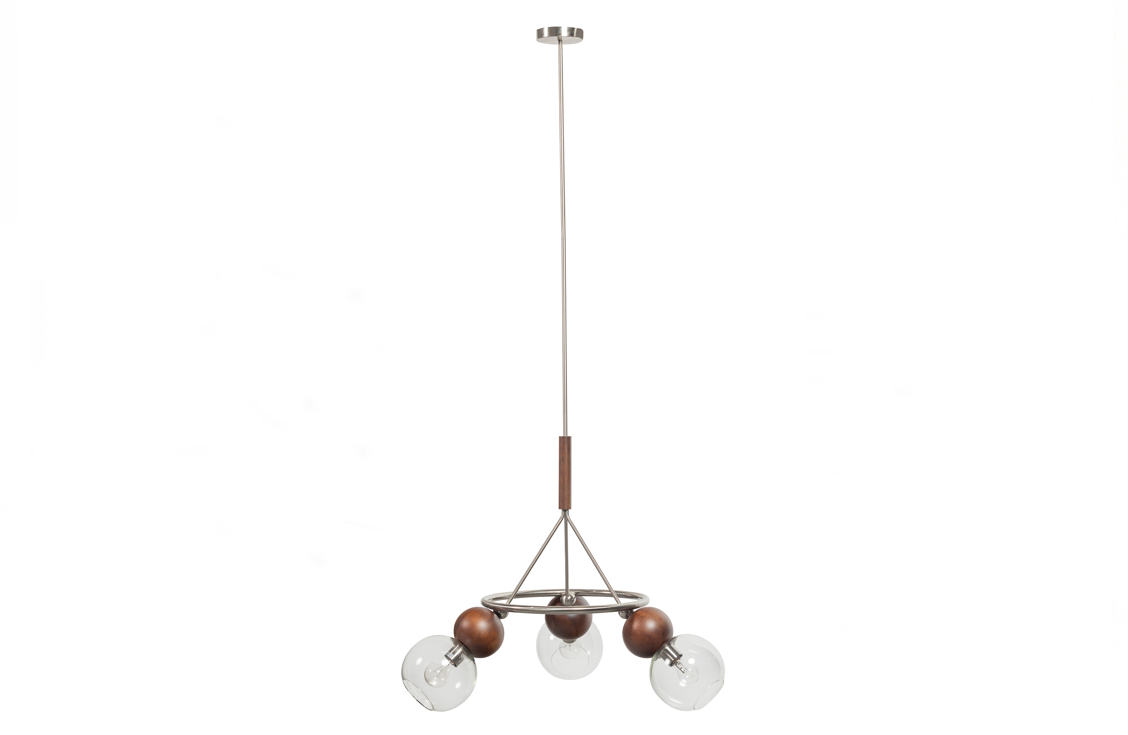 Billede af BEPUREHOME Babble loftlampe, m. 3 pærer - metal, brun valnøddetræ og klart glas
