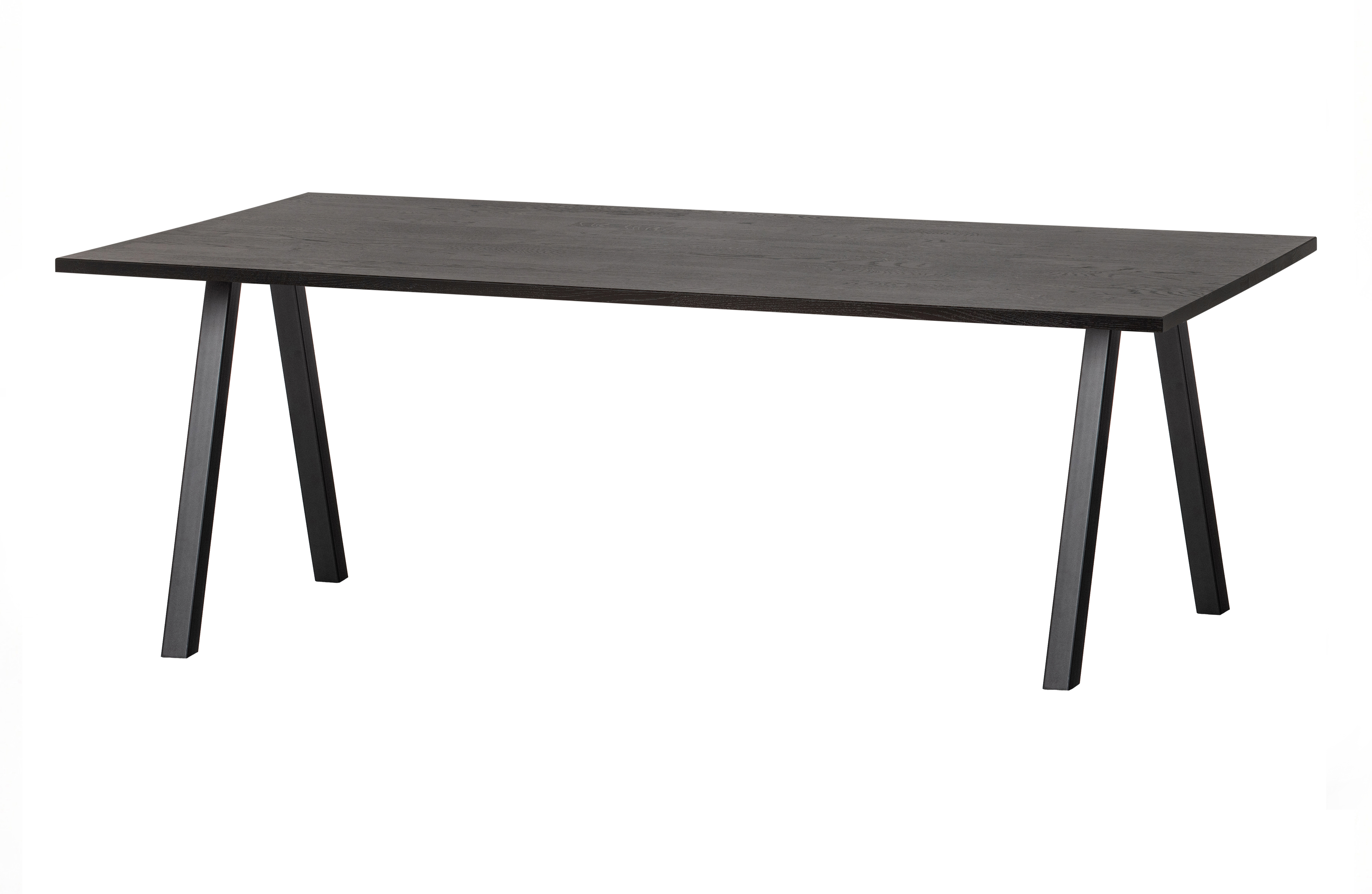 WOOOD Tablo spisebord, rektangulær - Blacknight egetræ og firkantet ben sort metal (180x90)