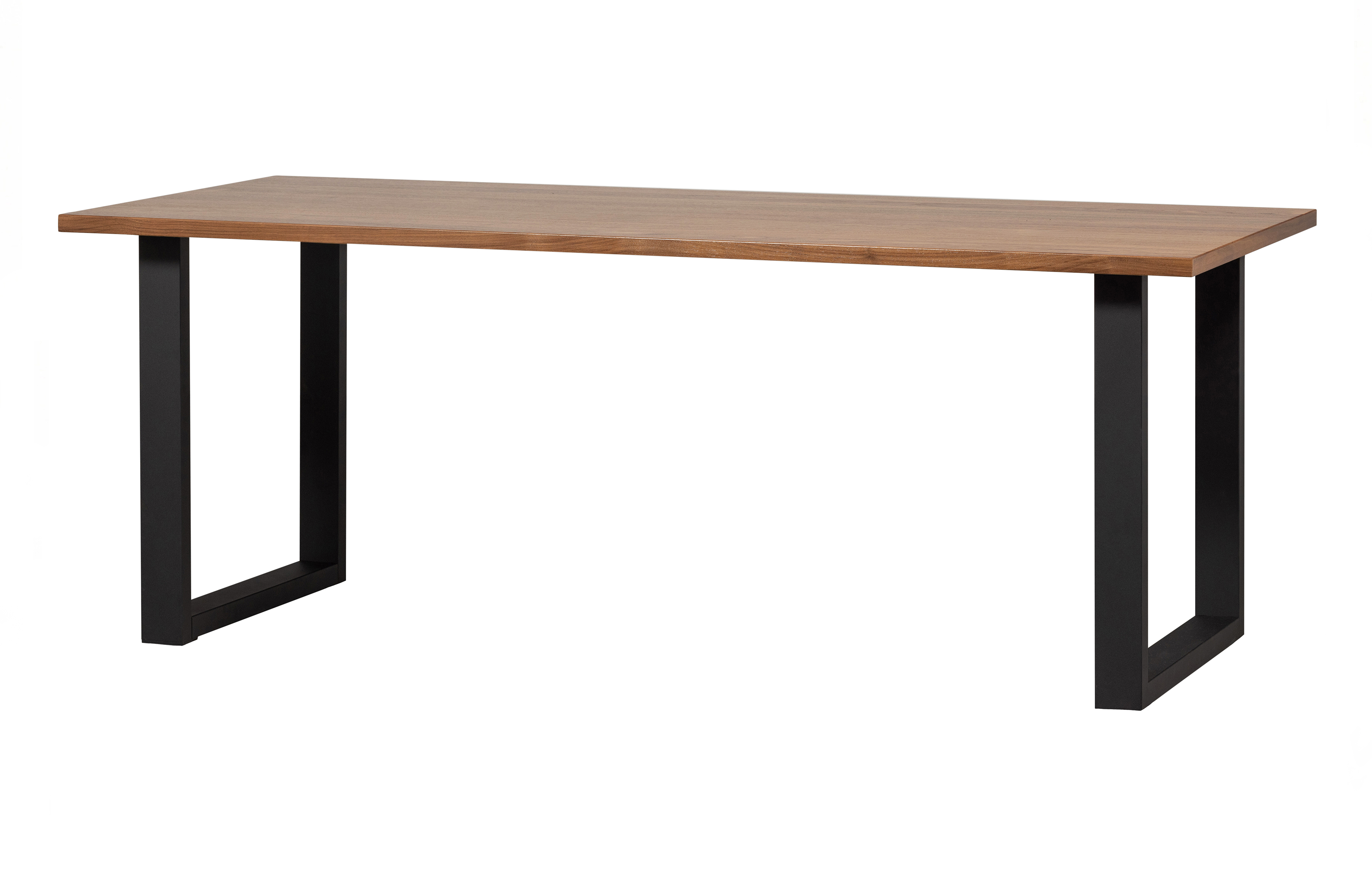WOOOD EXCLUSIVE Jimmy spisebord, U-ben, rektangulær - brun valnøddefinér og sort metal (200x90)