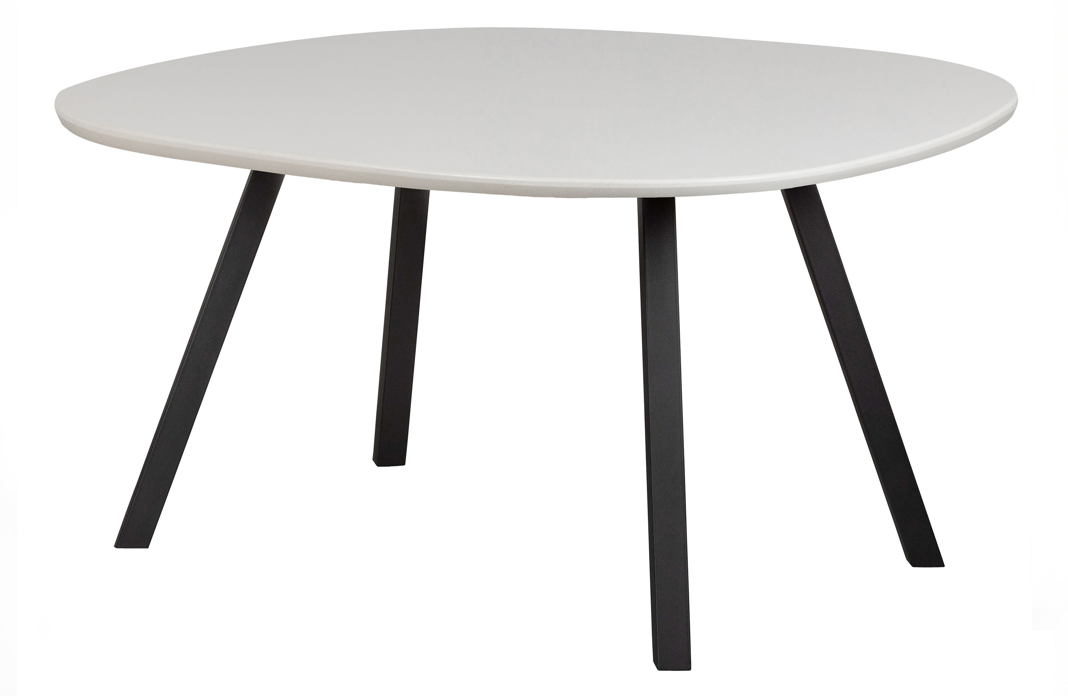 WOOOD Tablo spisebord, organisk - tåge egetræ og firkantet ben sort metal (130x130)