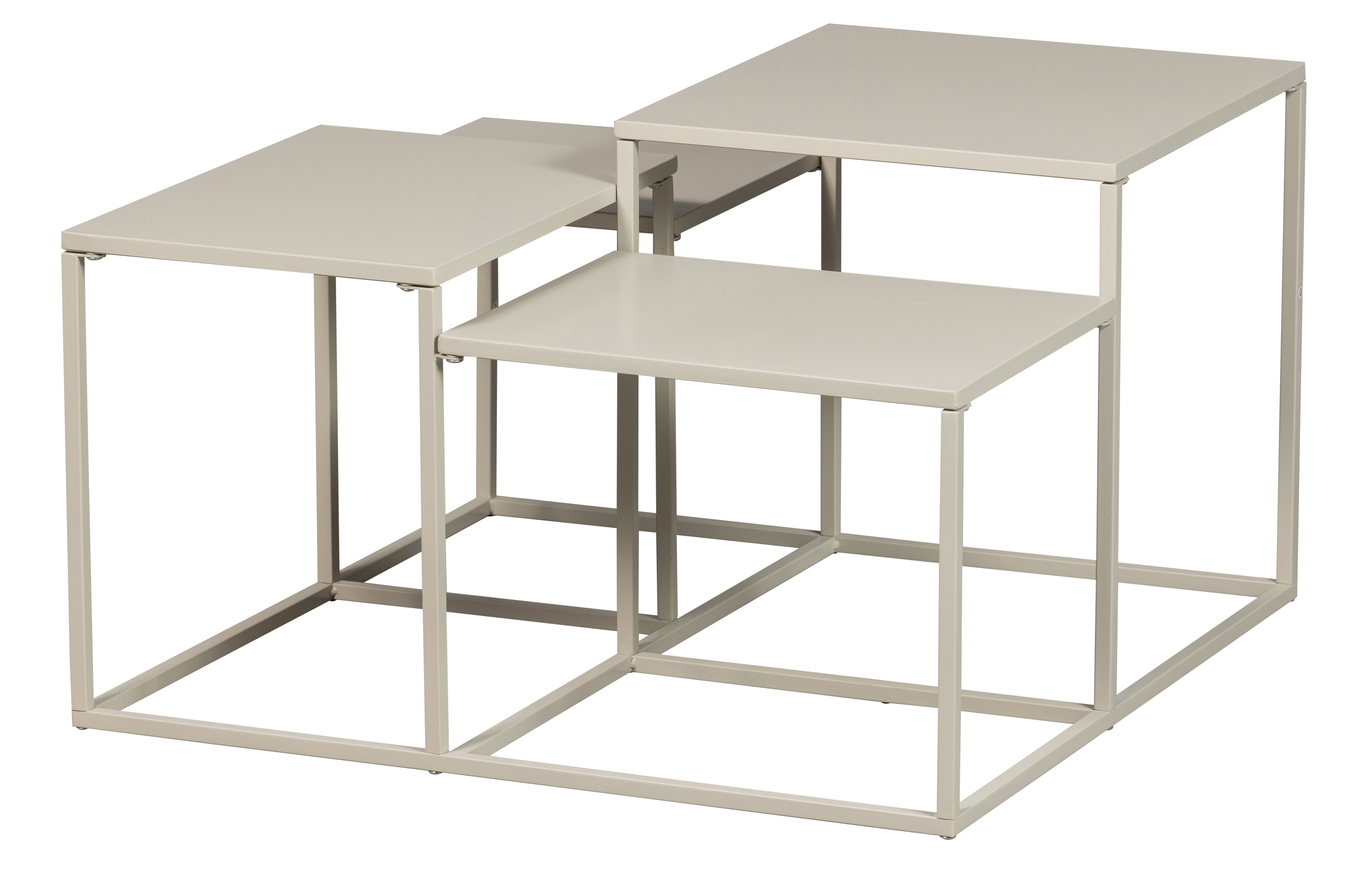 WOOOD EXCLUSIVE Mida sofabord, m. 4 bordplader - grå/beige metal (70x70)
