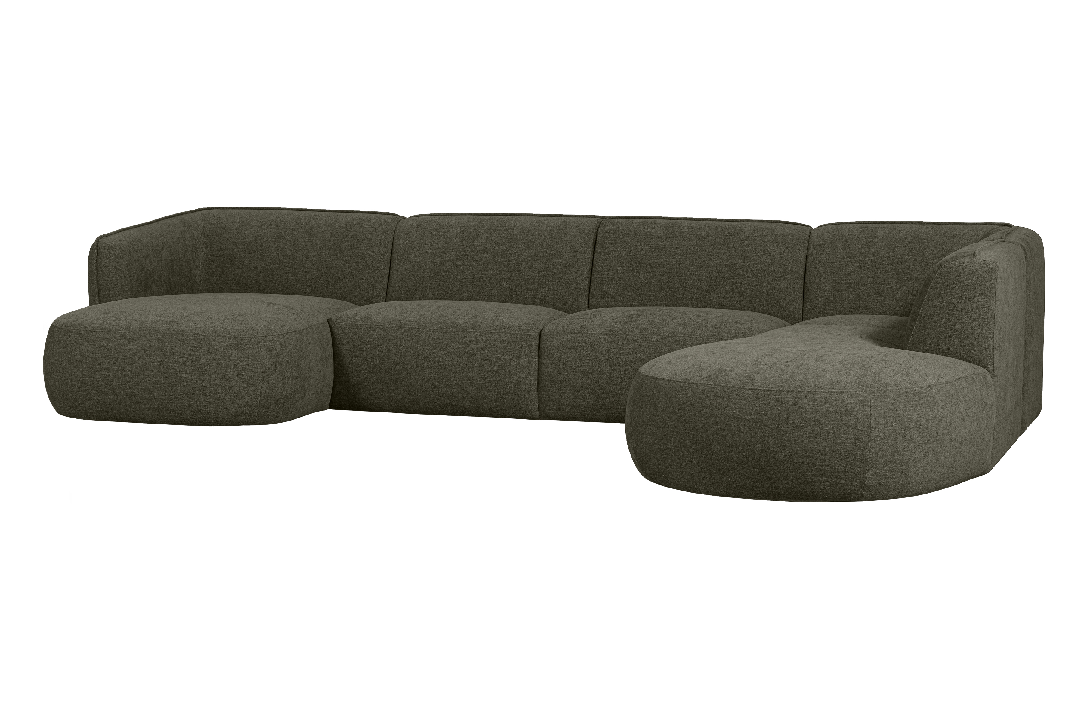 WOOOD EXCLUSIVE Polly sofa U-form, højre - grøn polyester