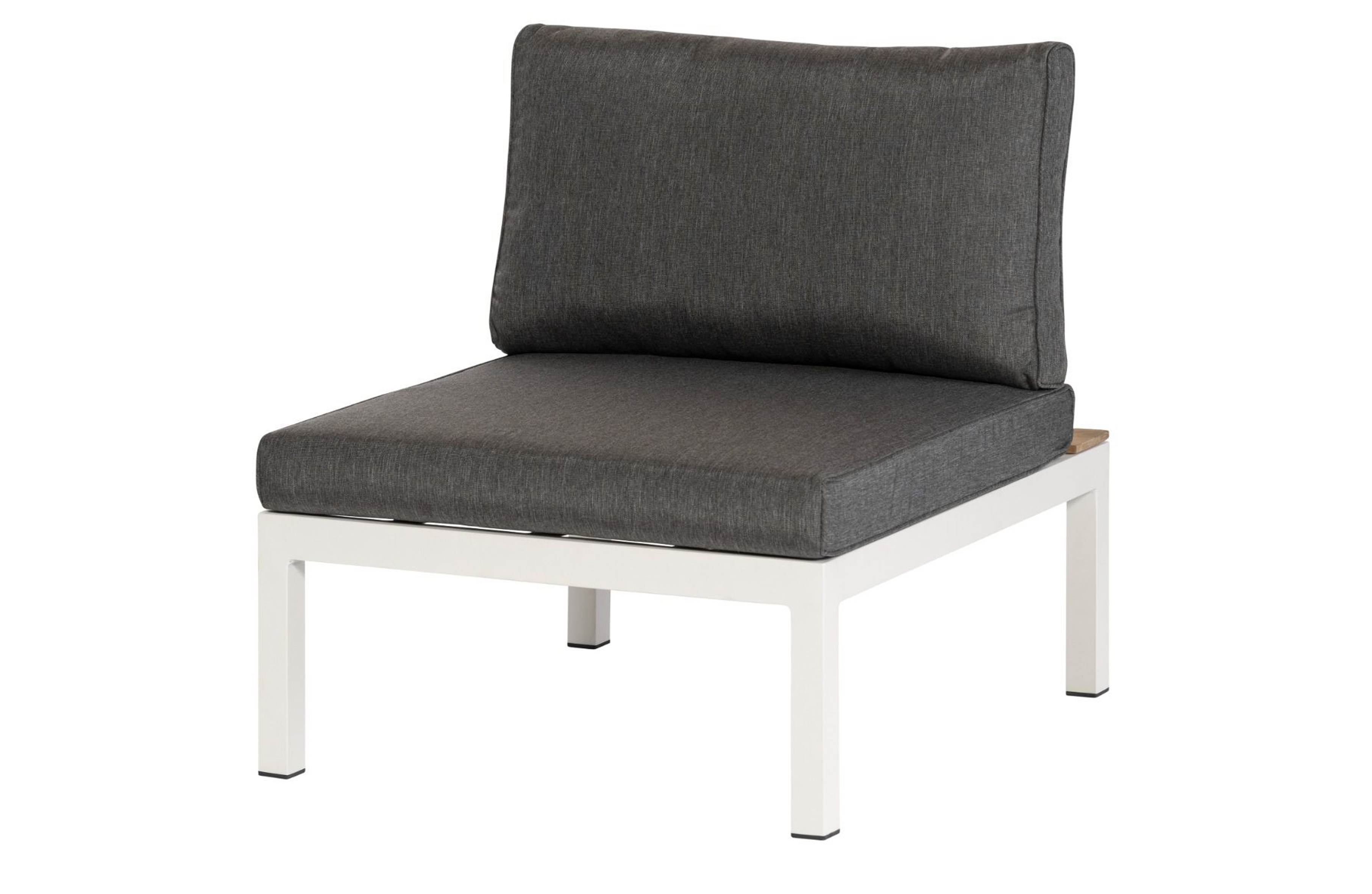 EXOTAN La Vida midter loungesofa - antracitgrå stof, teak og hvid aluminium