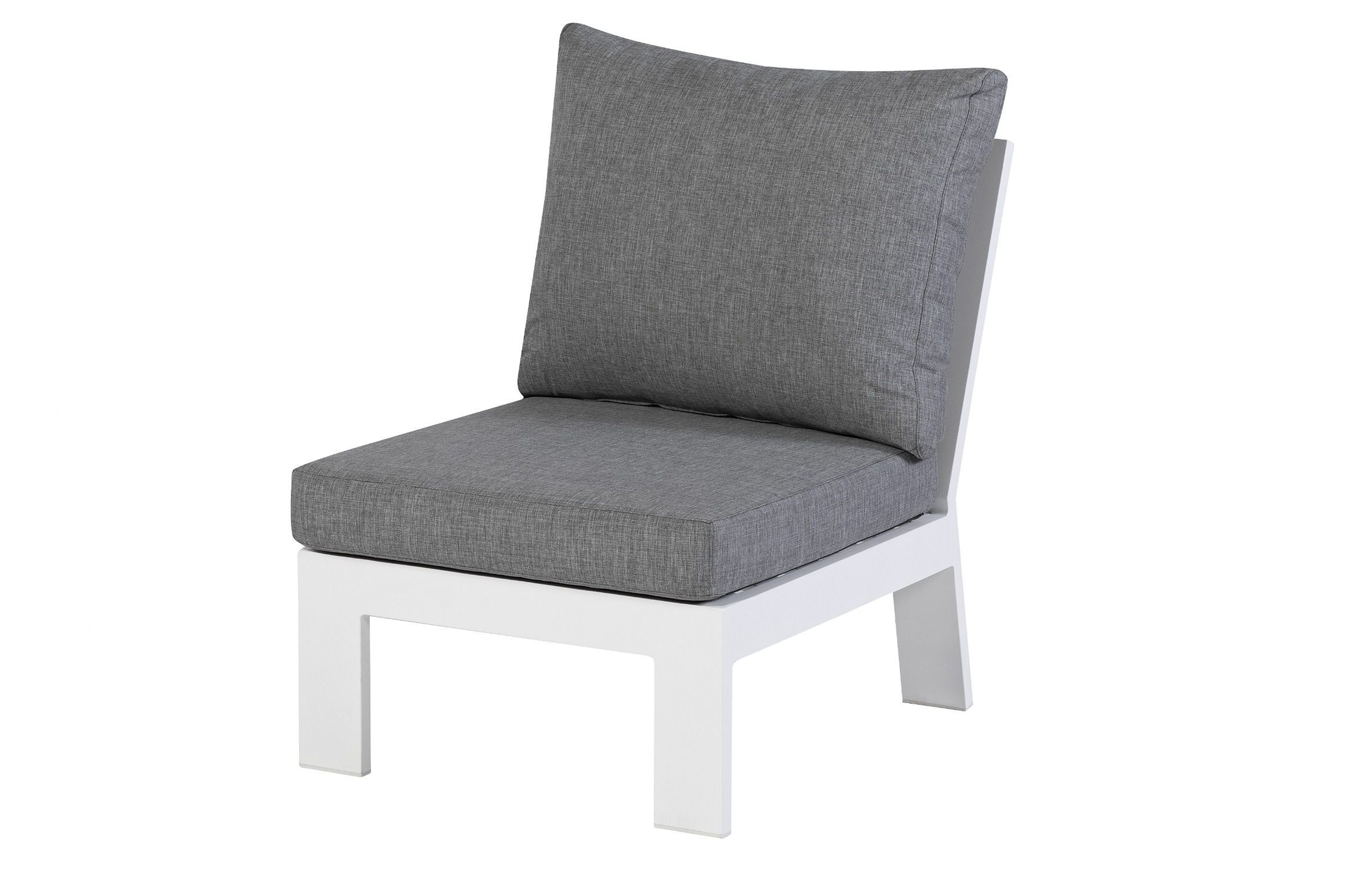 EXOTAN Valerie element loungestol til loungesofa til haven, m. hynder - hvid aluminium