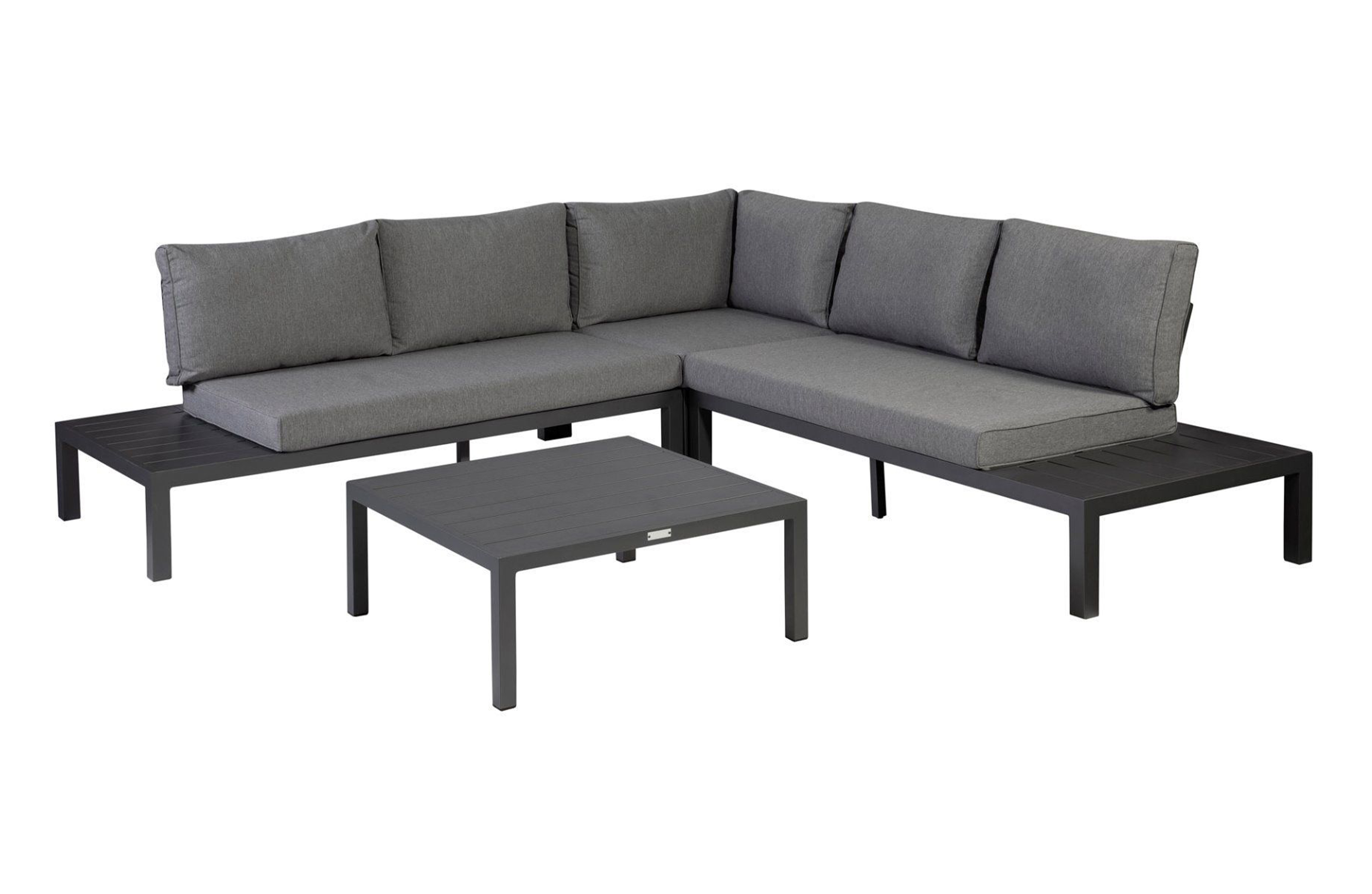 EXOTAN La Vida loungesæt, inkl. hynder - antracitgrå stof og antracitgrå aluminium