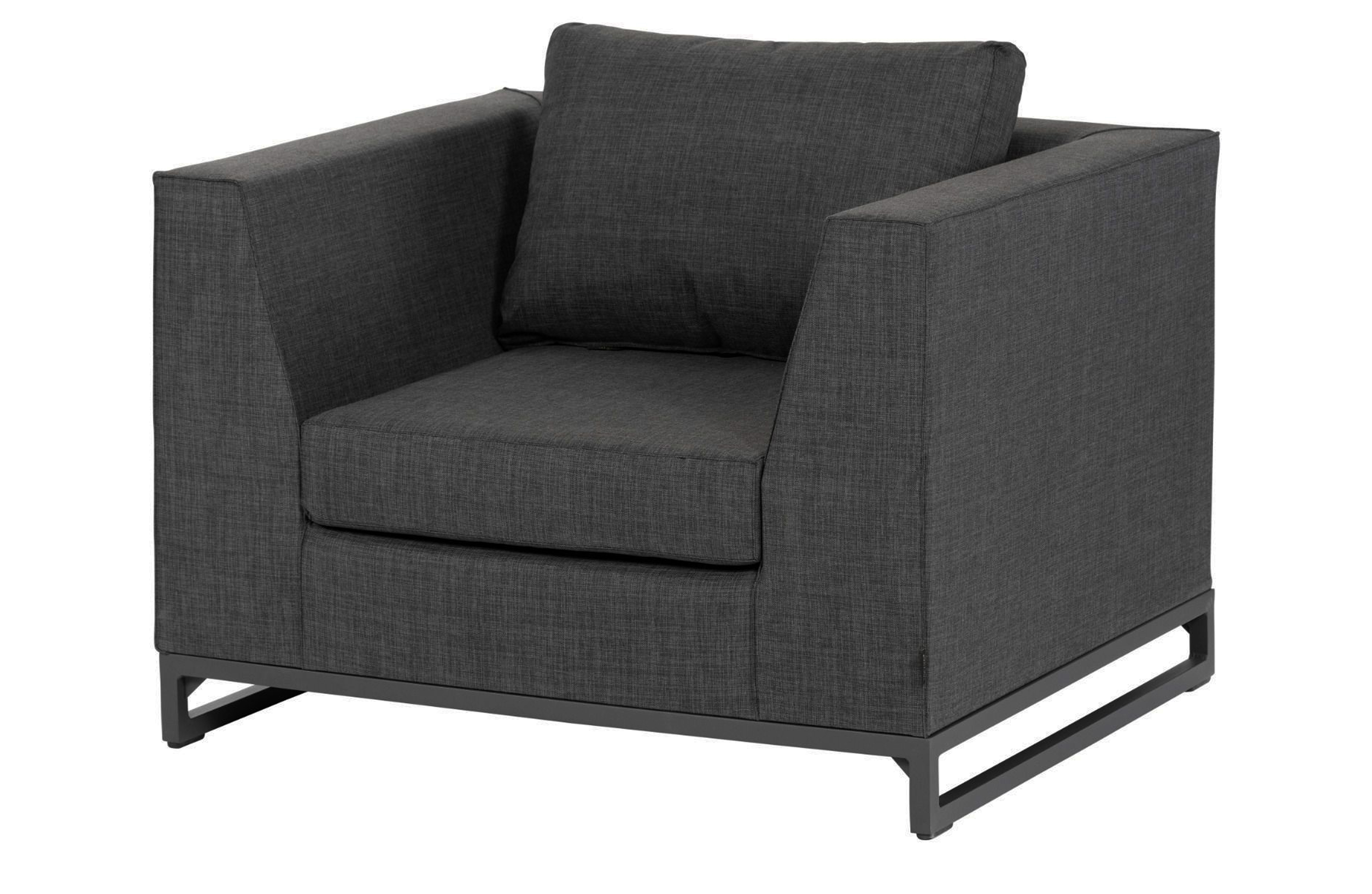 EXOTAN Rhodos loungestol til haven, m. armlæn - sort stof og aluminium