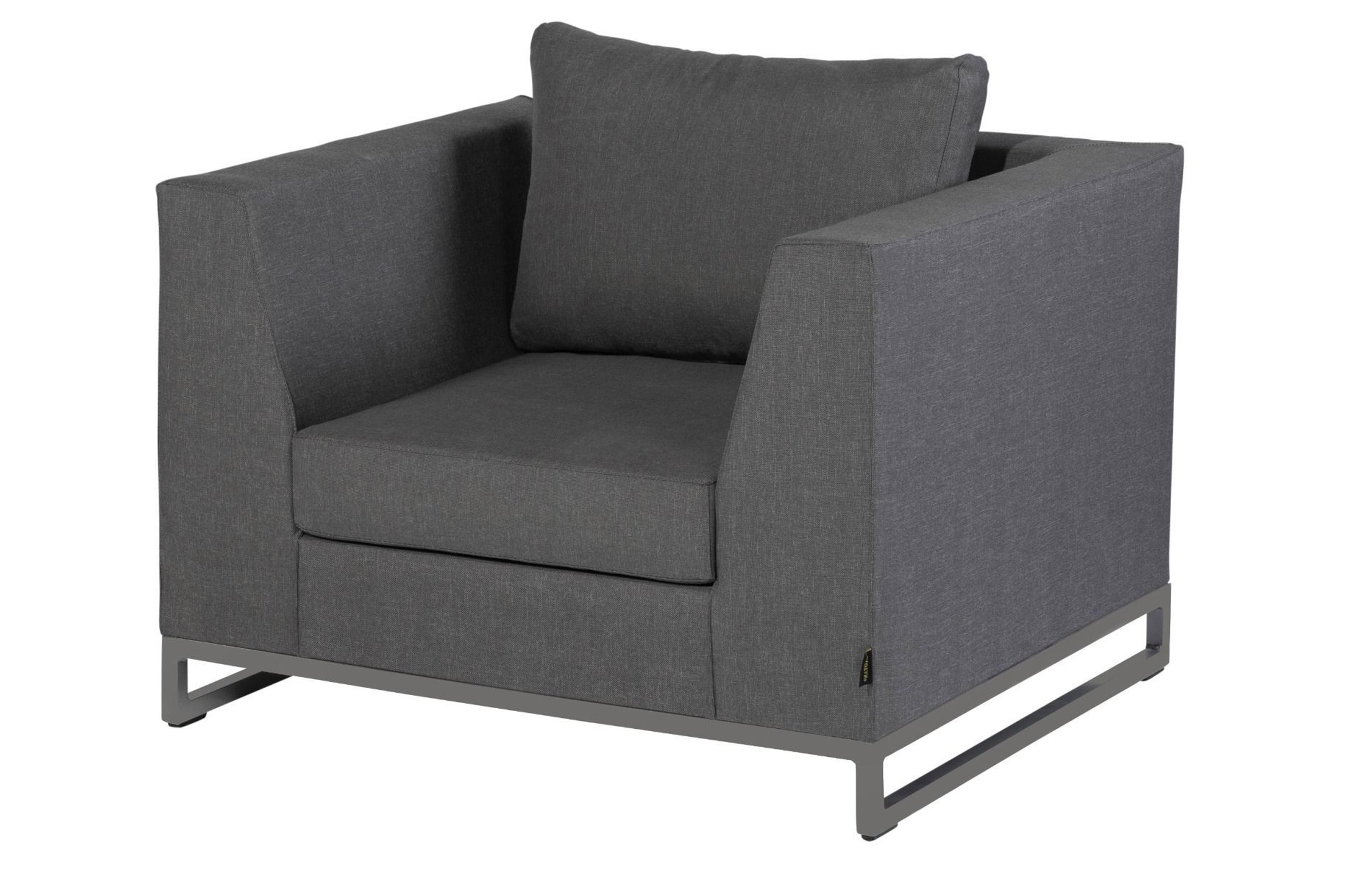 EXOTAN Rhodos loungestol til haven, m. armlæn - stengrå stof og aluminium
