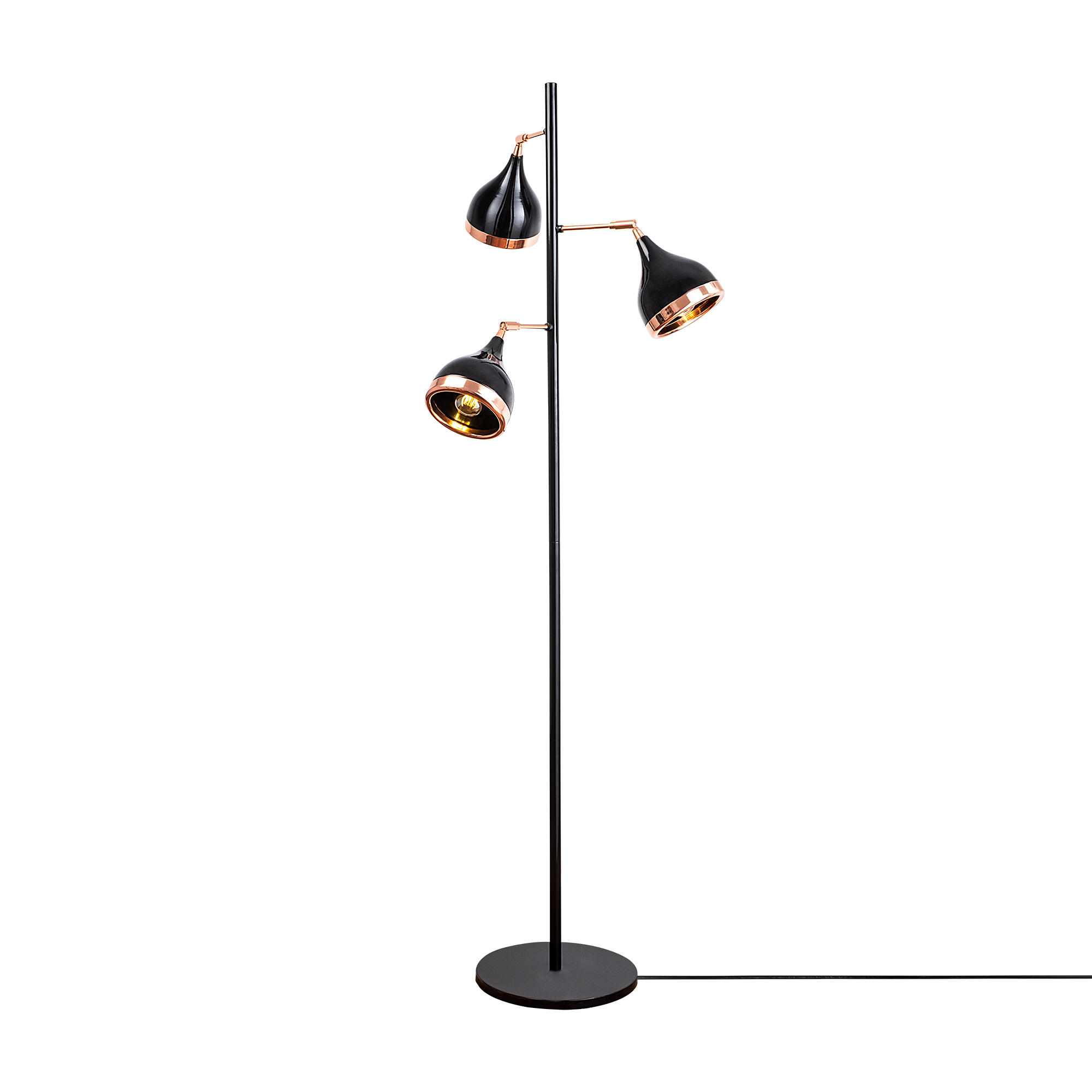 LUMI Cremona gulvlampe - kobberfarvet og sort metal