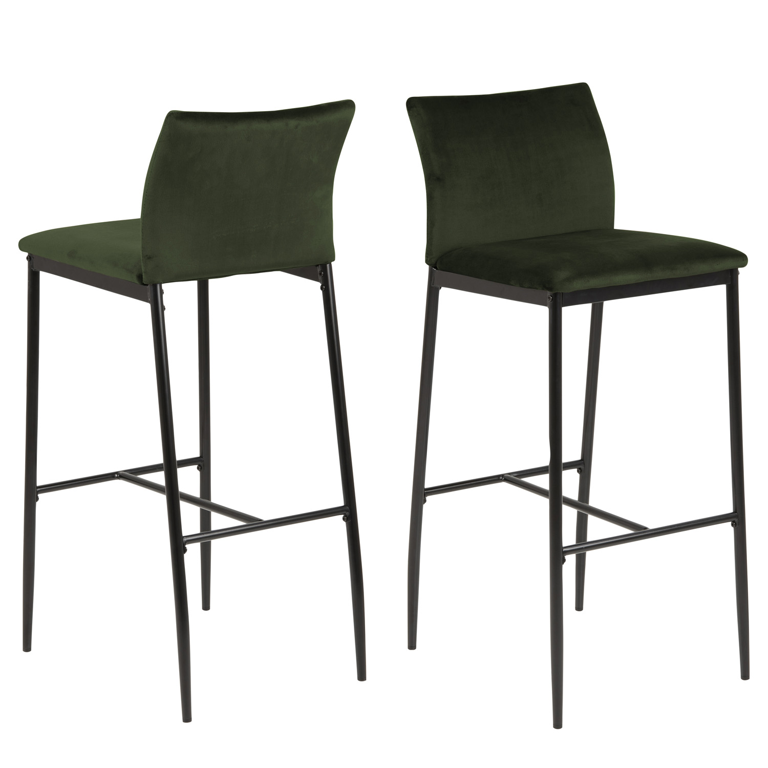 ACT NORDIC Demina barstol, m. ryglæn og fodstøtte - olivengrøn polyester og sort metal