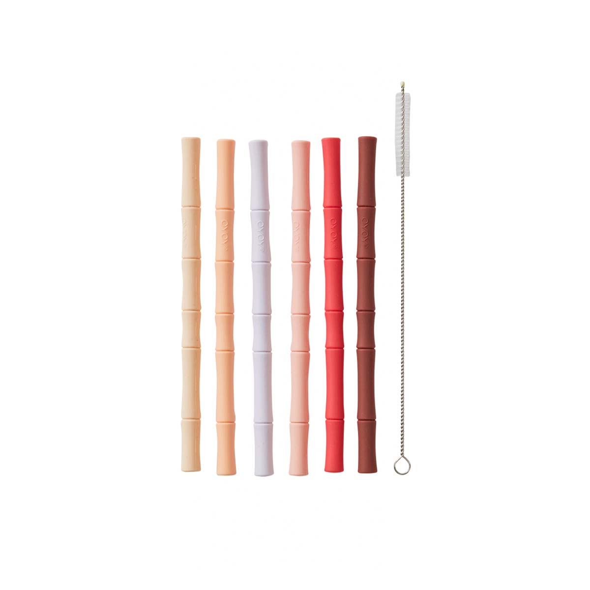 OYOY MINI Bambus Silicone Sugerør - Pakke med 6 - Cherry Red / Vanilla