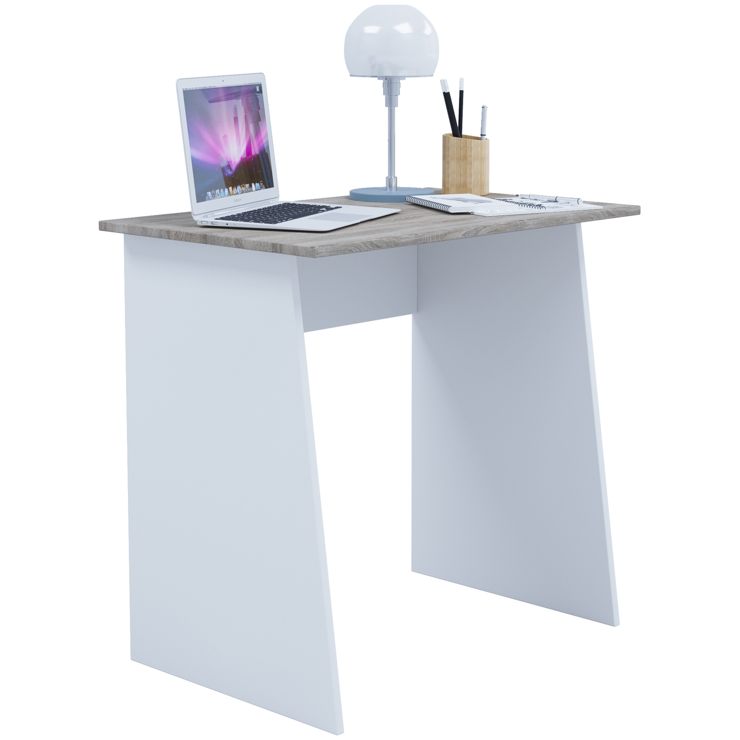 Masola Mini skrivebord - hvid og natur træ (80x50)
