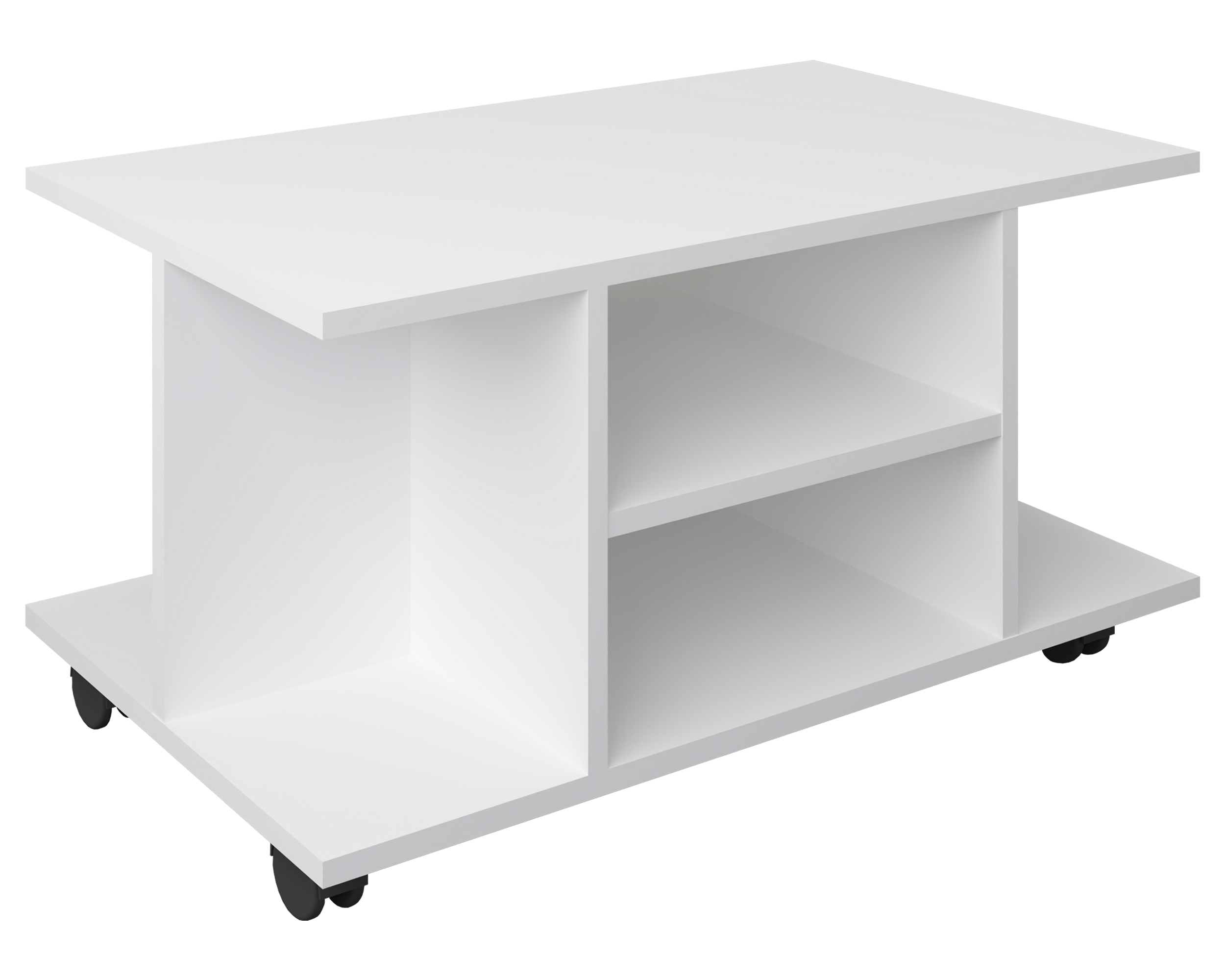VCM NORDIC Findalo TV-bord, w. 4 fack och hjul - vitt trä (80x40)