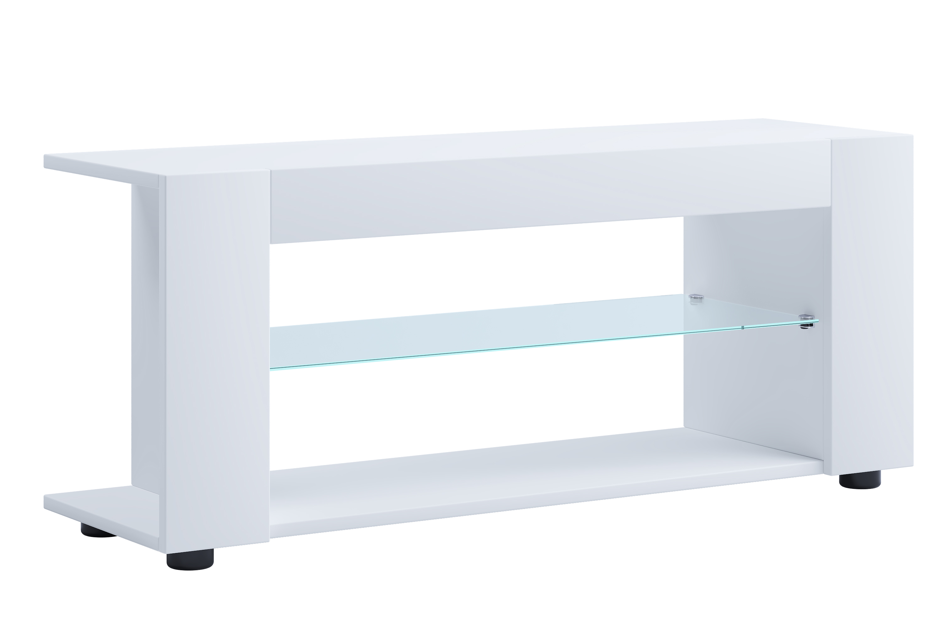 VCM NORDIC Plexalo XL TV-bord, w. 1 glashylla - vitt trä