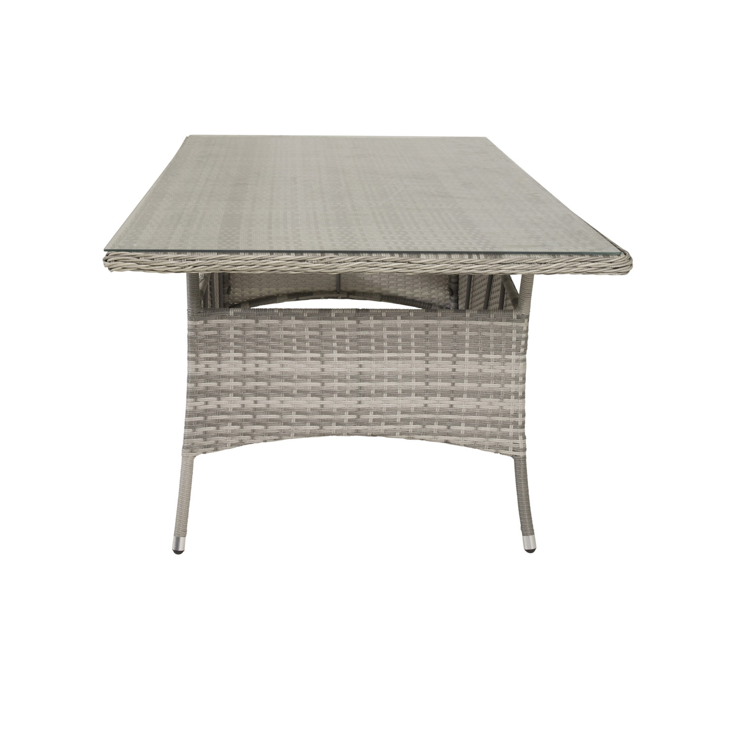 Køb VENTURE DESIGN Vikelund havebord – glas, grå polyrattan og aluminium (200×100)