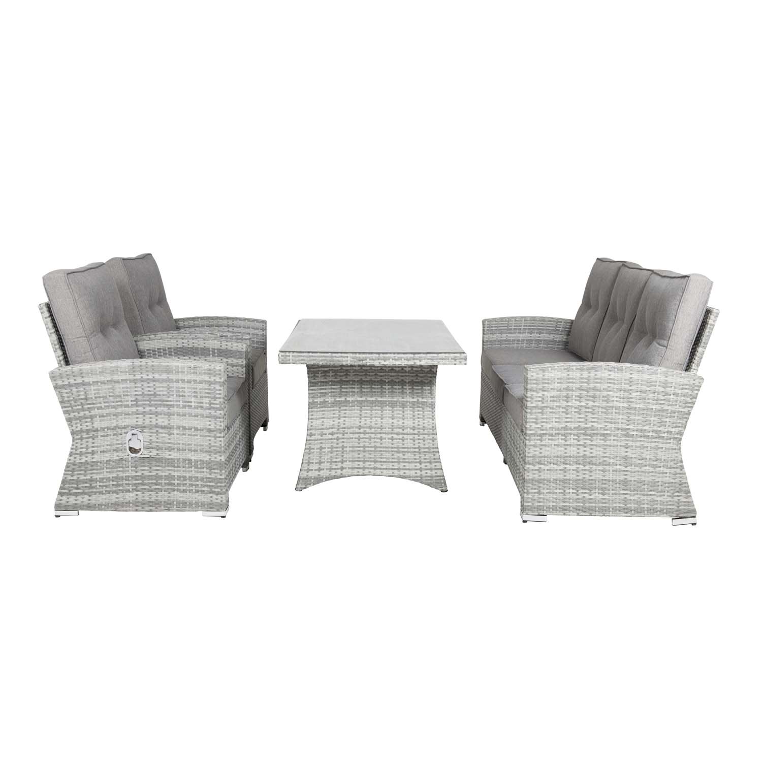 VENTURE DESIGN Padova recliner havesofa m. grå hynder - grå rattan og aluminium