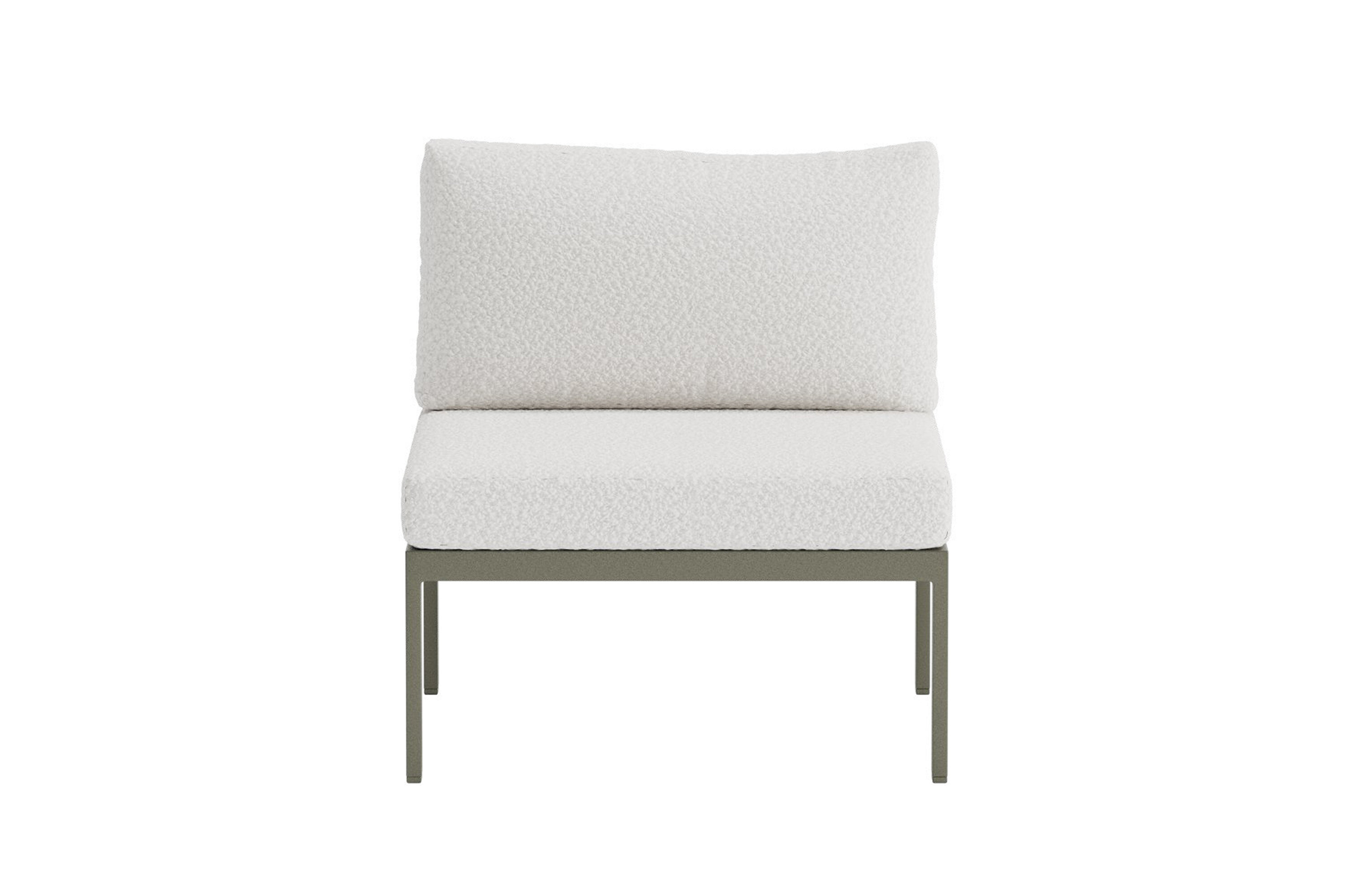 VENTURE DESIGN Copacabana midter modul til havehjørnesofa - hvid bouclé hynder og brun aluminium