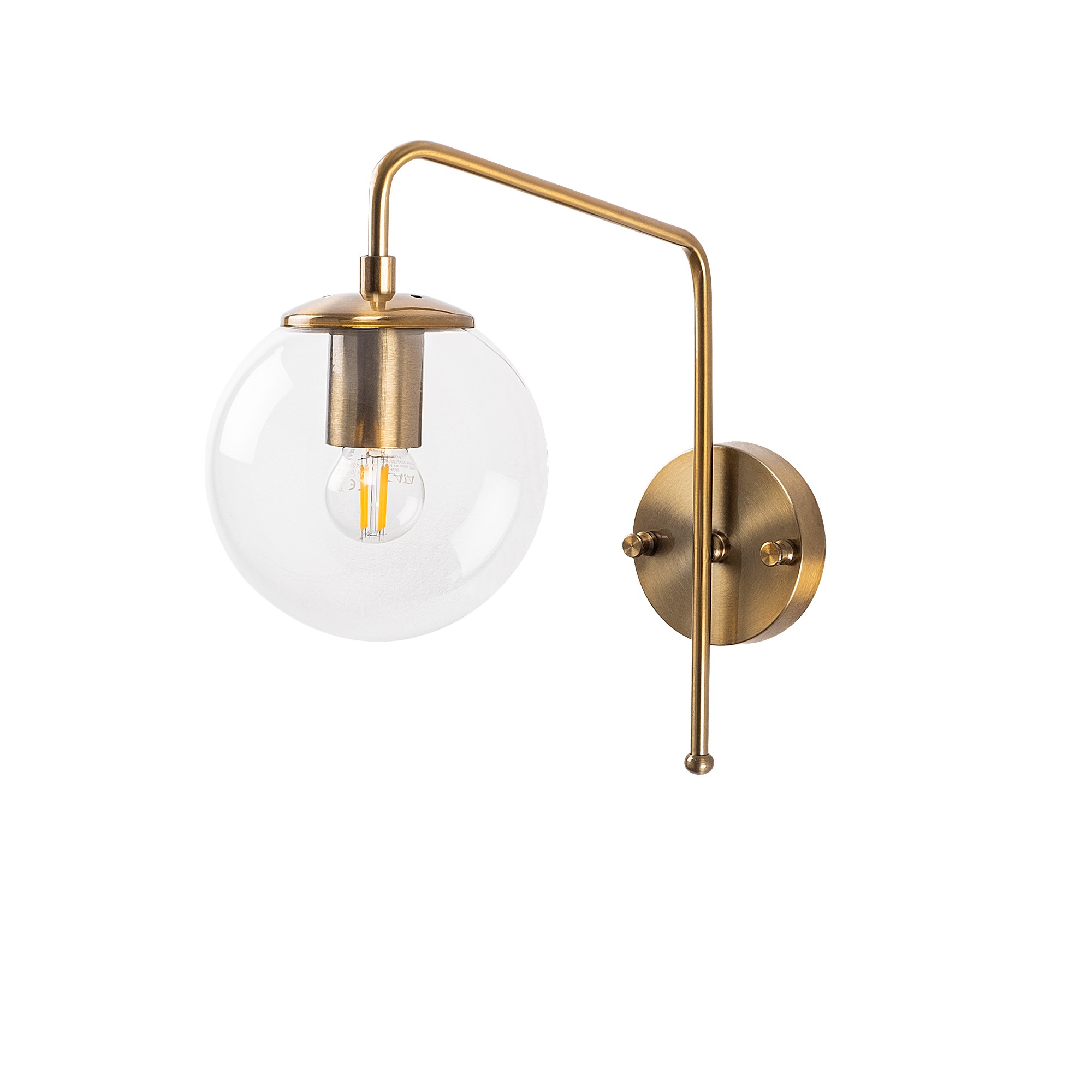 LUMI Aveiro væglampe - glas og guld metal