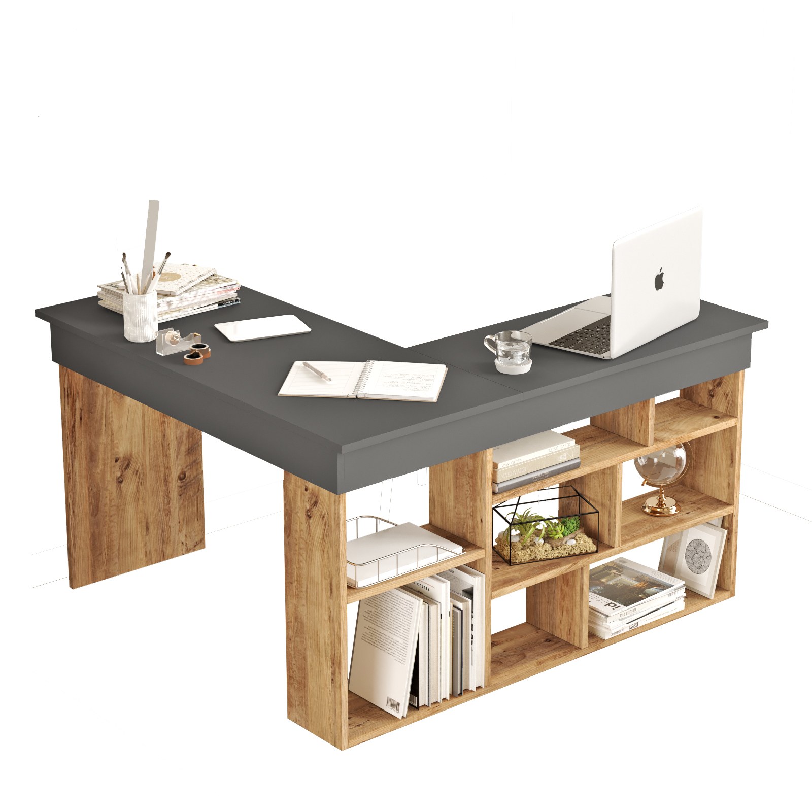 NORDVÄRK Ct5-Aa Study Desk, Atlantic Pine Antracit