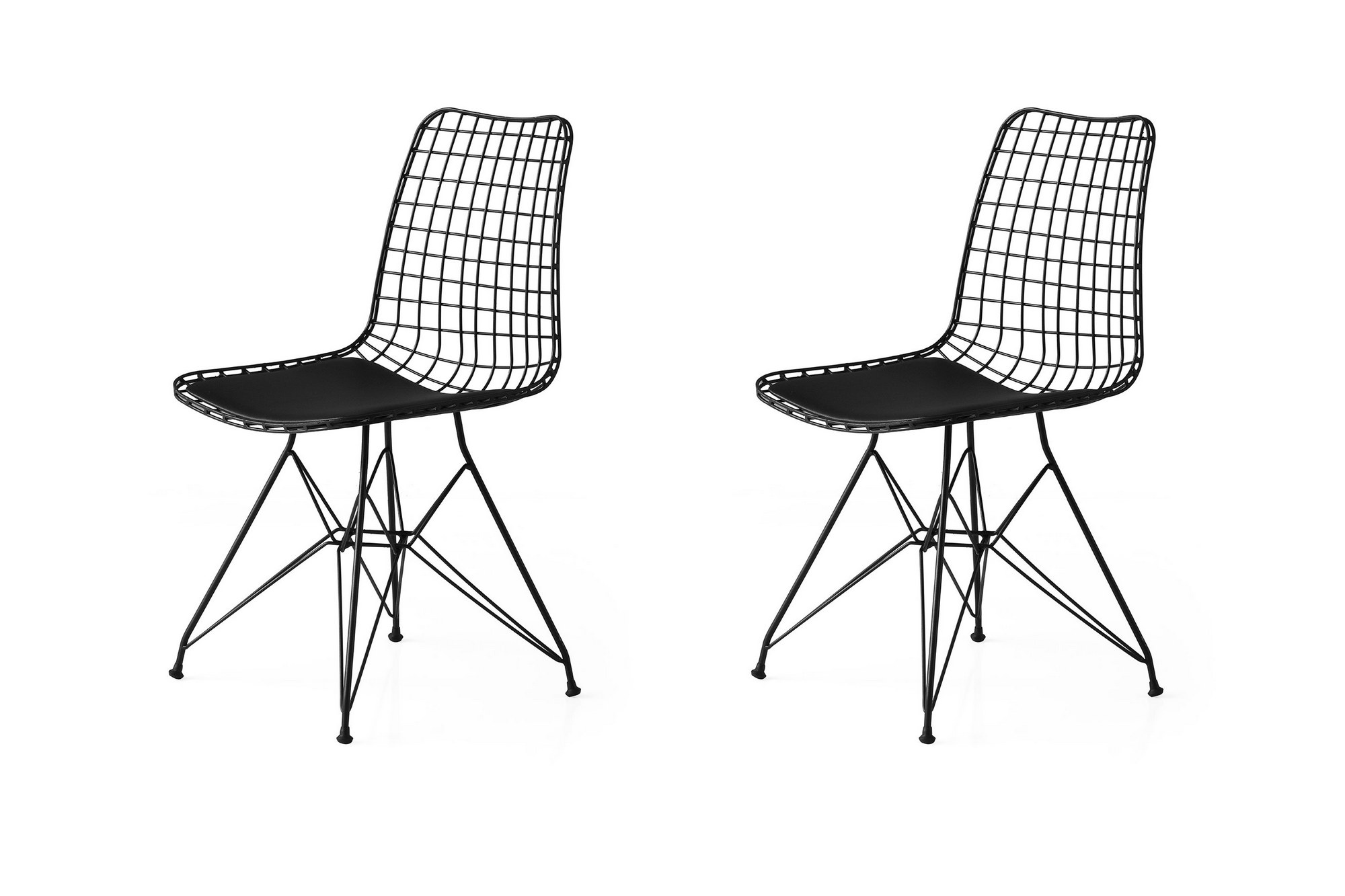 NORDVÄRK Tivoli spisebordsstol - sort læder og sort metal (sæt med 2)