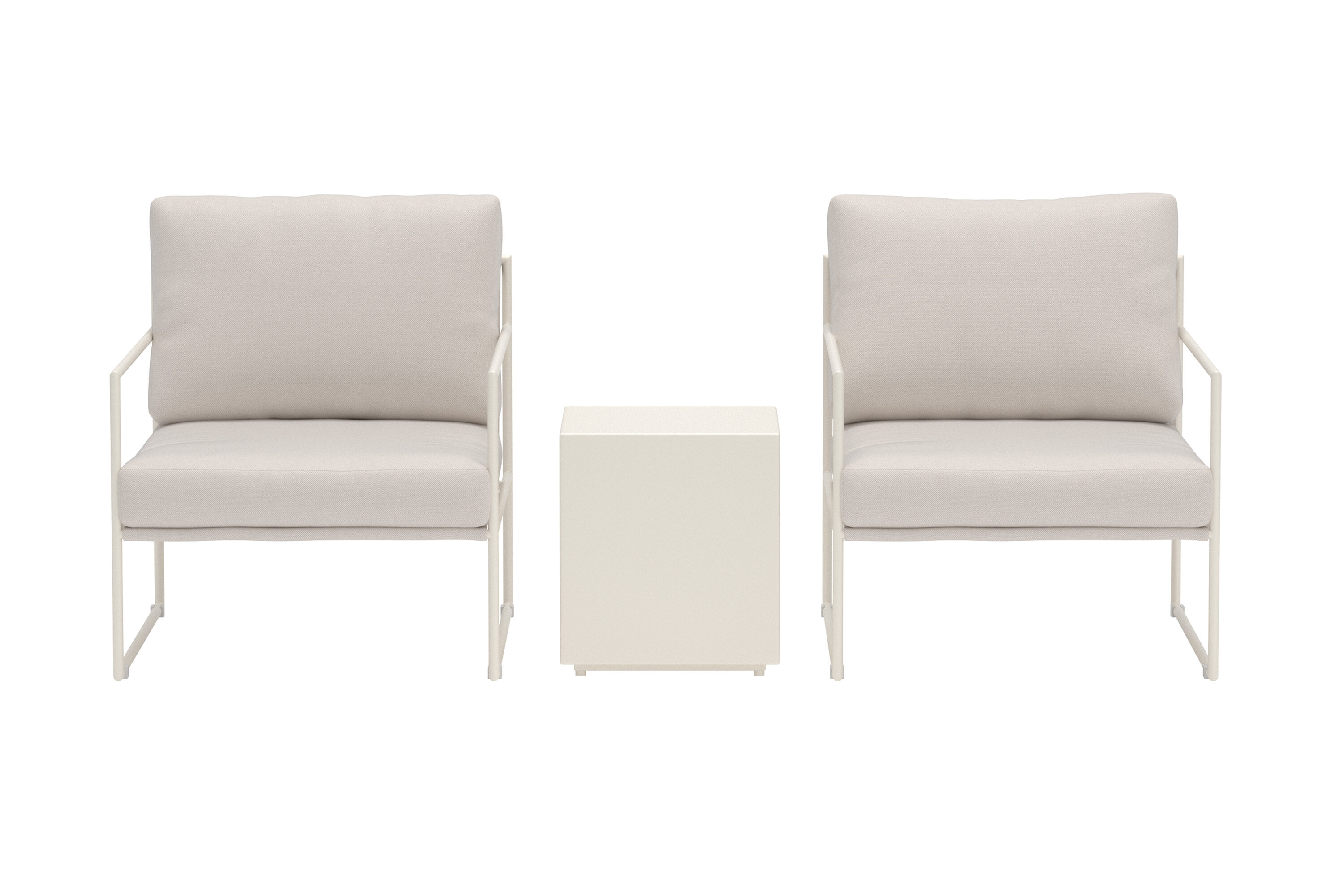 VENTURE HOME Lissabon udendørs loungesæt, m. 1 bord, 2 stole og beige hynder - beige aluminium