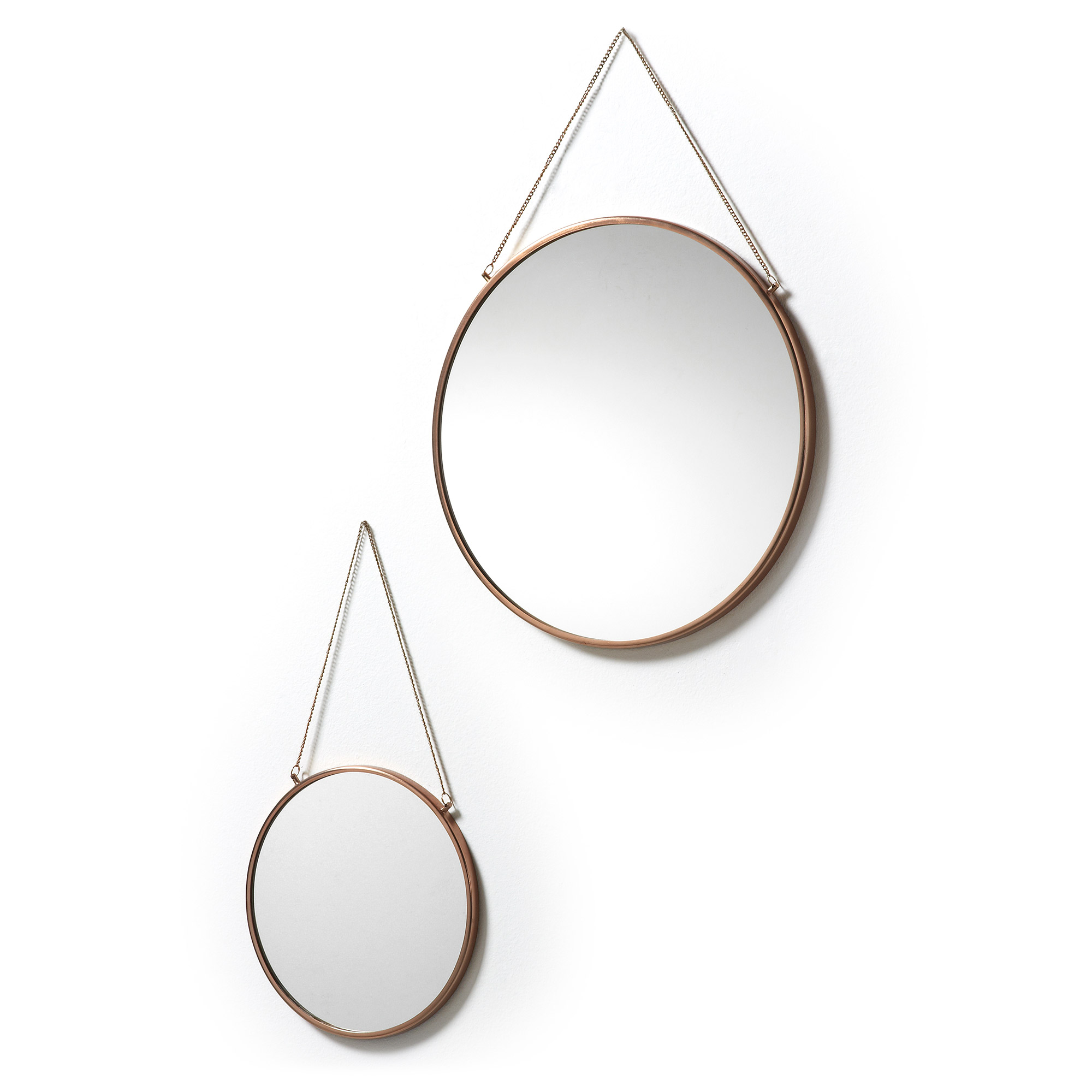 LAFORMA Icon vægspejl, rund - spejlglas og kobber stål (sæt med 2)