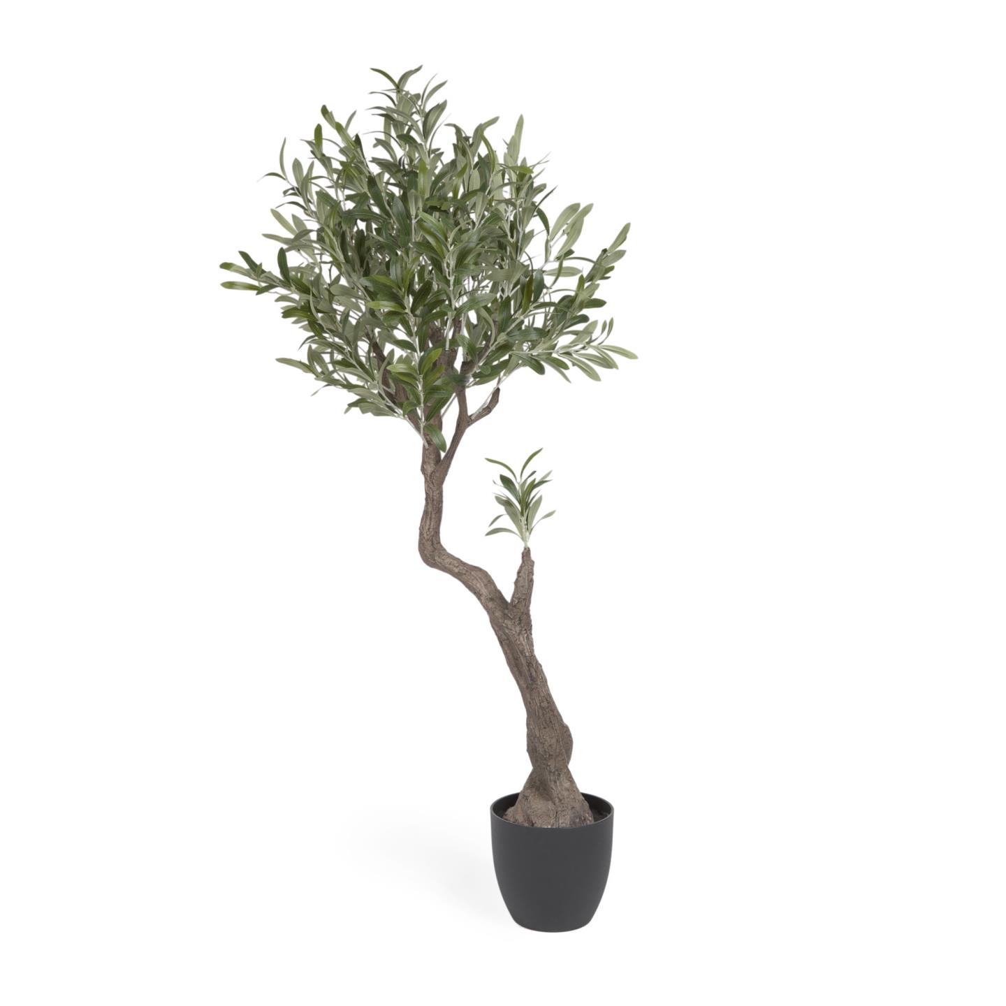 LAFORMA Kunstigt oliventræ, m. sort plantepotte - grøn polyethylen og cement (H:140)