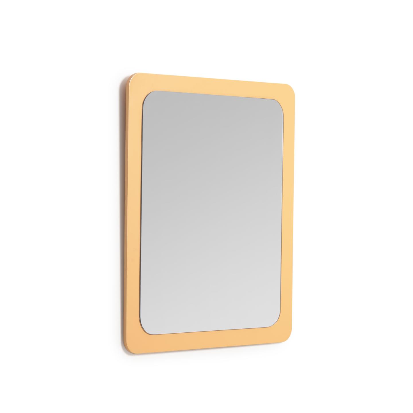 LAFORMA Velma vægspejl til børn, rektangulær - spejlglas og sennepsgul MDF (47x57)