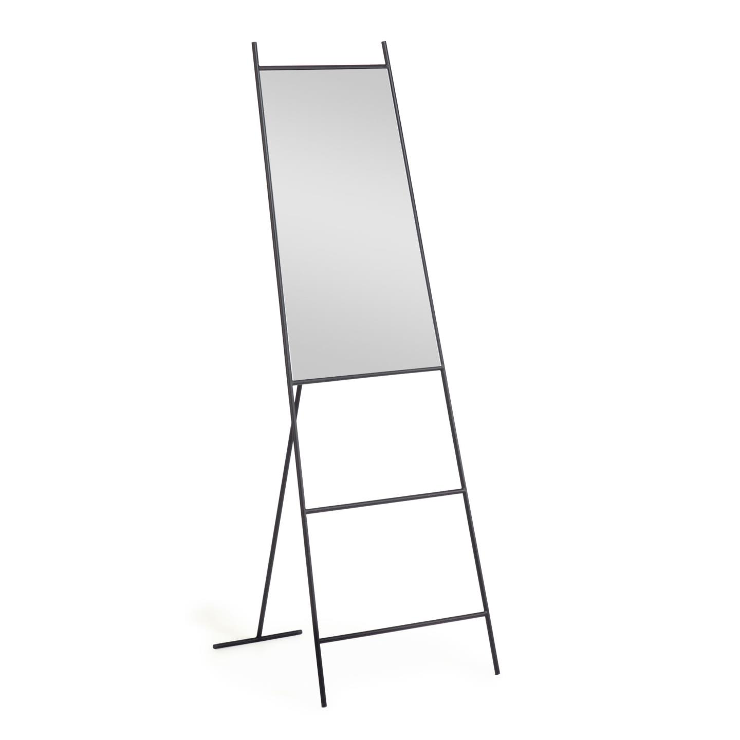 LAFORMA Norland gulvspejl, rektangulær - spejlglas og sort stål (55x166)