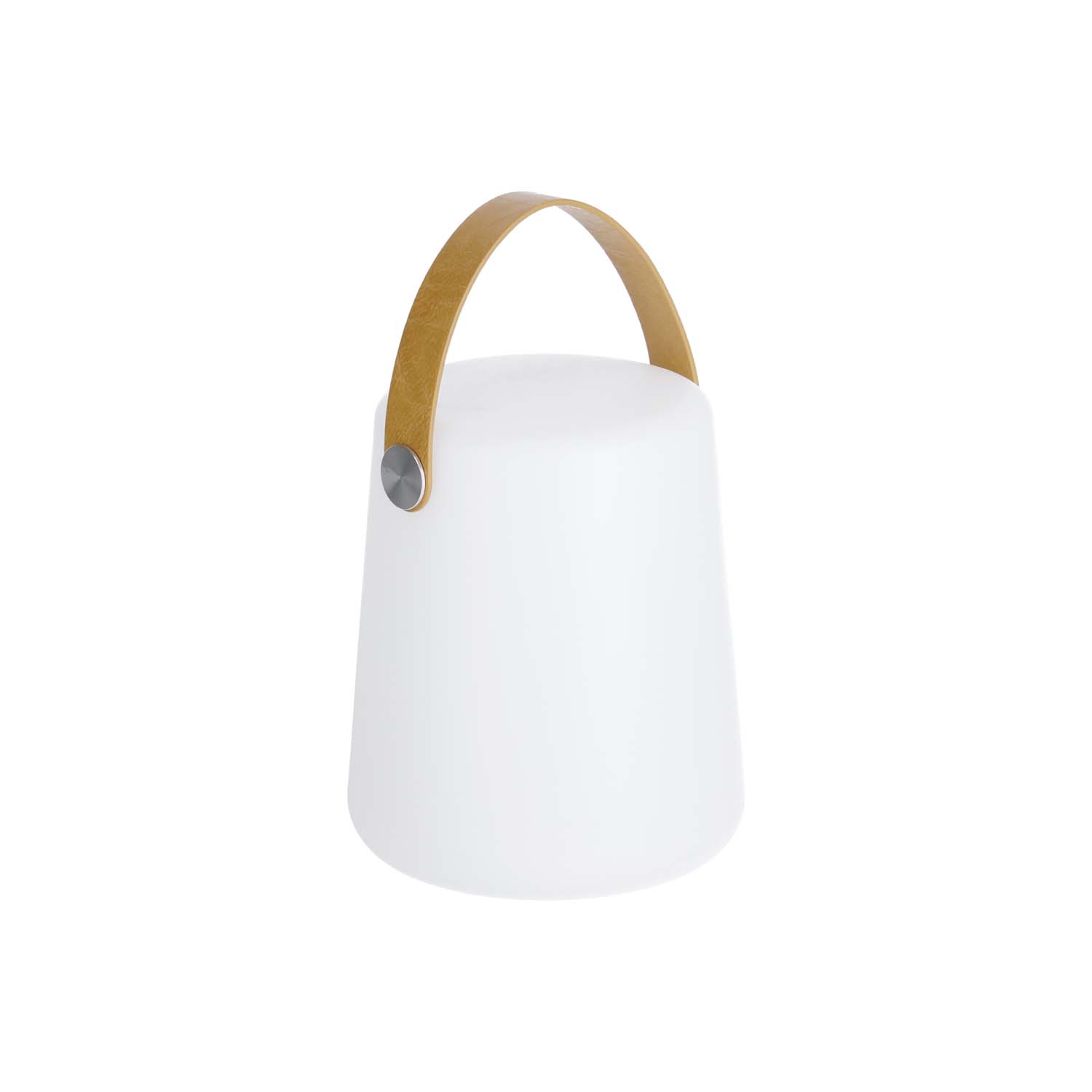 KAVE HOME Dialma bordlampe, ledningsfri - hvidt polyethylen og brunt kunstlæder