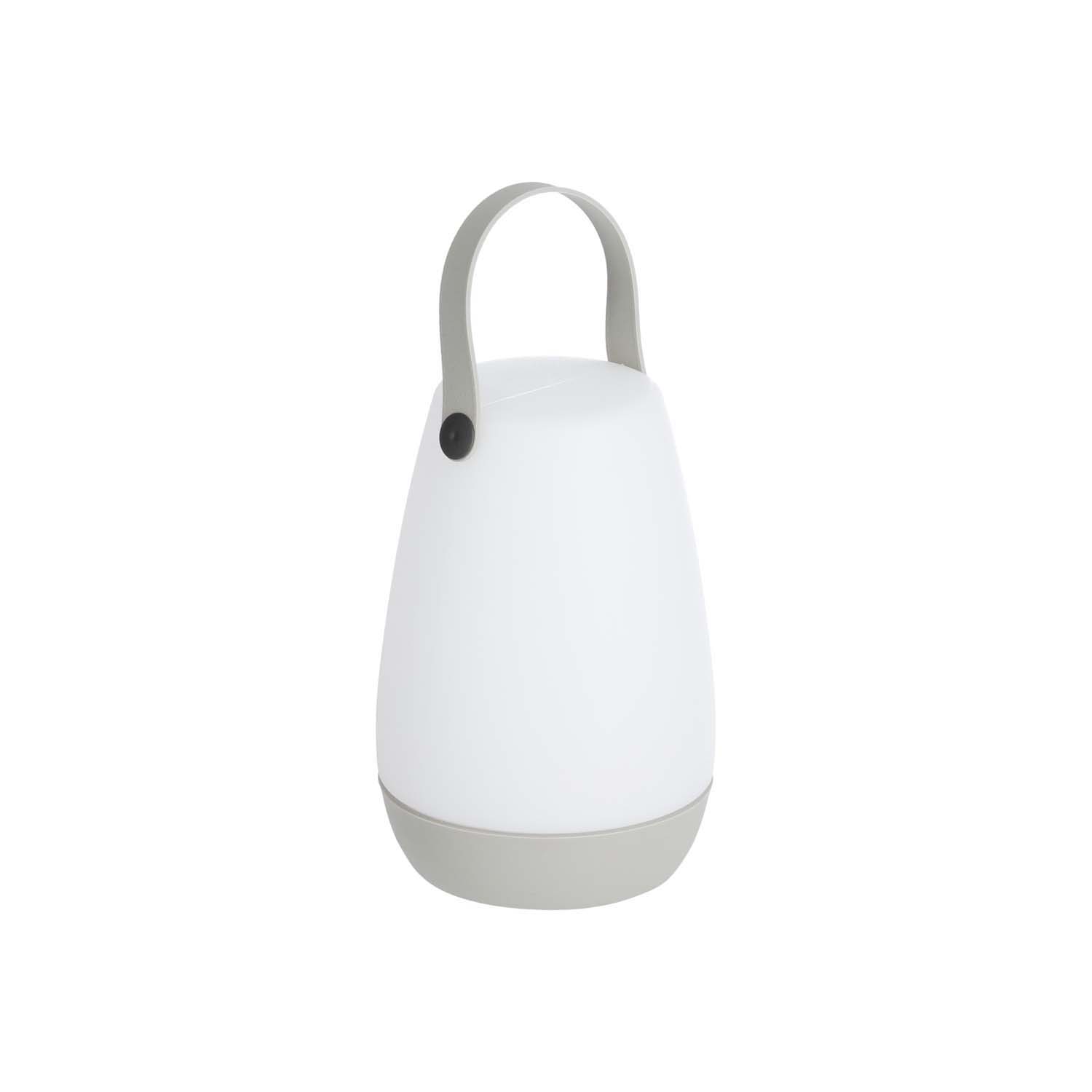 Køb LAFORMA Dianela bordlampe, ledningsfri – hvidt polyethylen og gråt kunstlæder