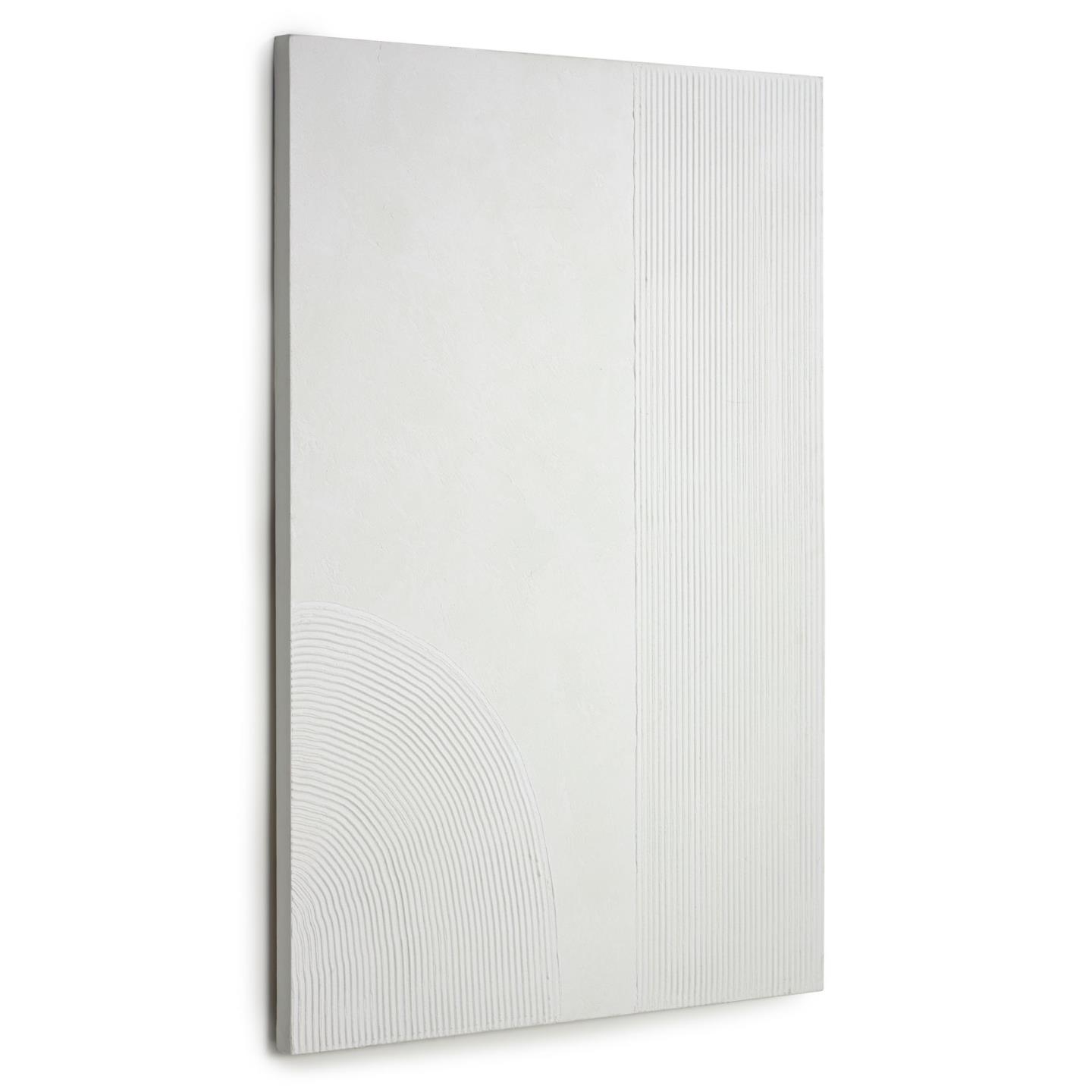 LAFORMA Adelta billede med hvide streger, rektangulær - hvid akrylmaling på lærred (80x110)