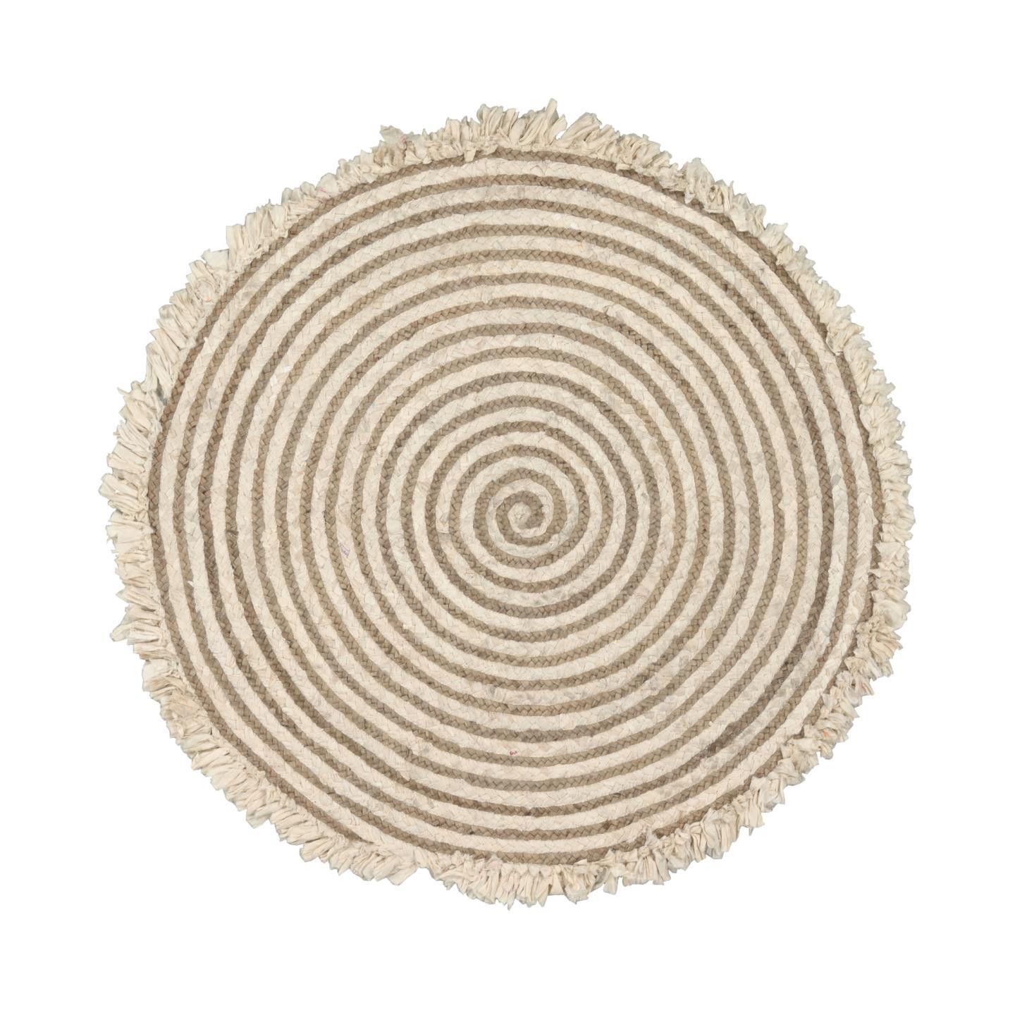 LAFORMA Gisel gulvtæppe, rund - natur jute og bomuld (Ø120)
