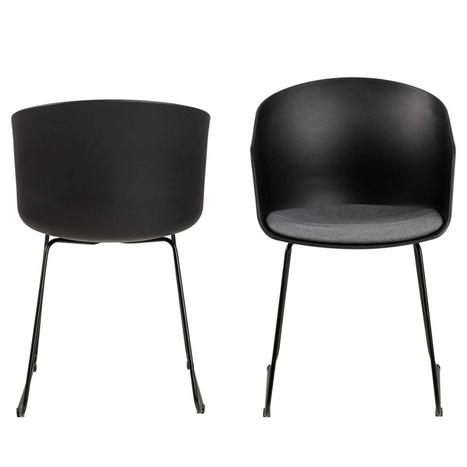 ACT NORDIC Moon spisebordsstol m. armlæn  grå stof og sort plastik/metal