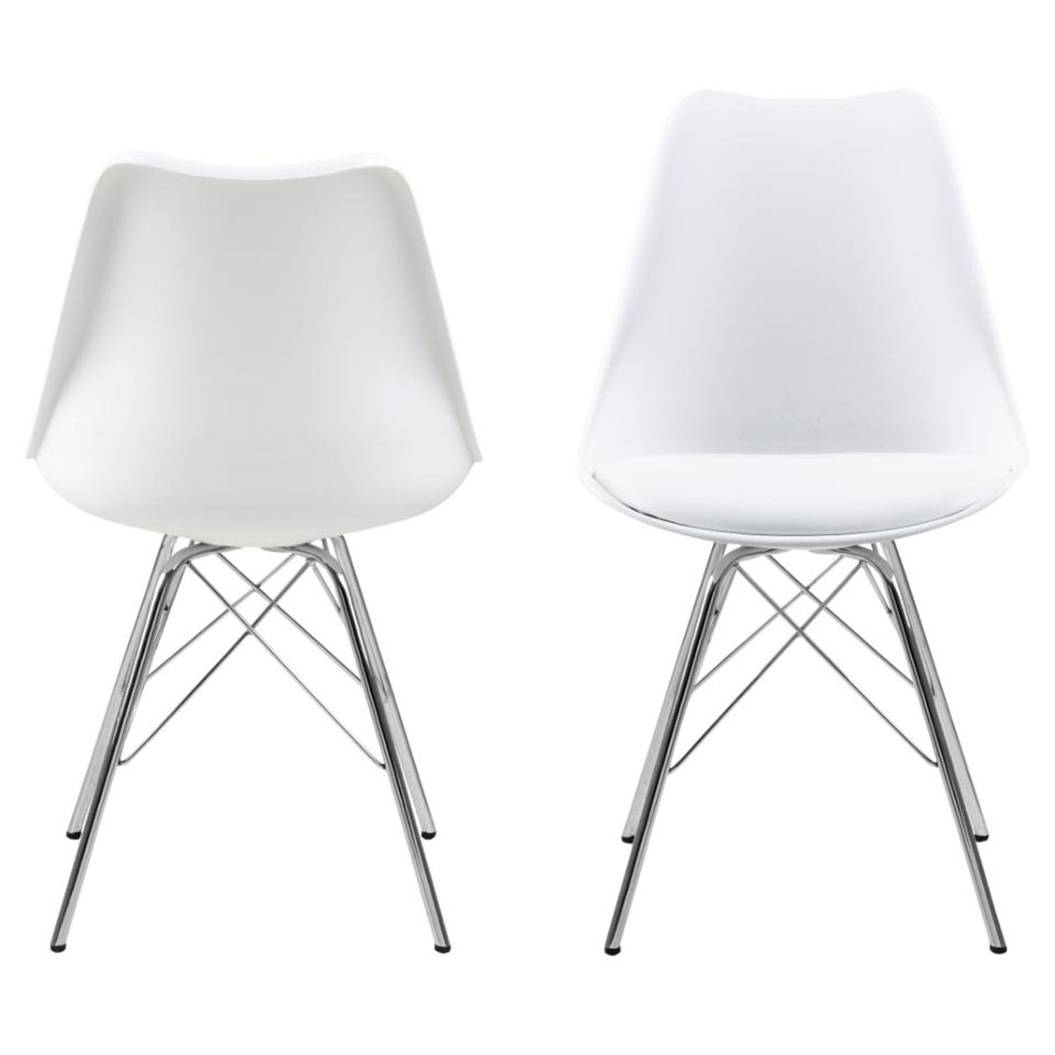 ACT NORDIC Eris spisebordsstol  hvid plastik hvid PU og krom metal