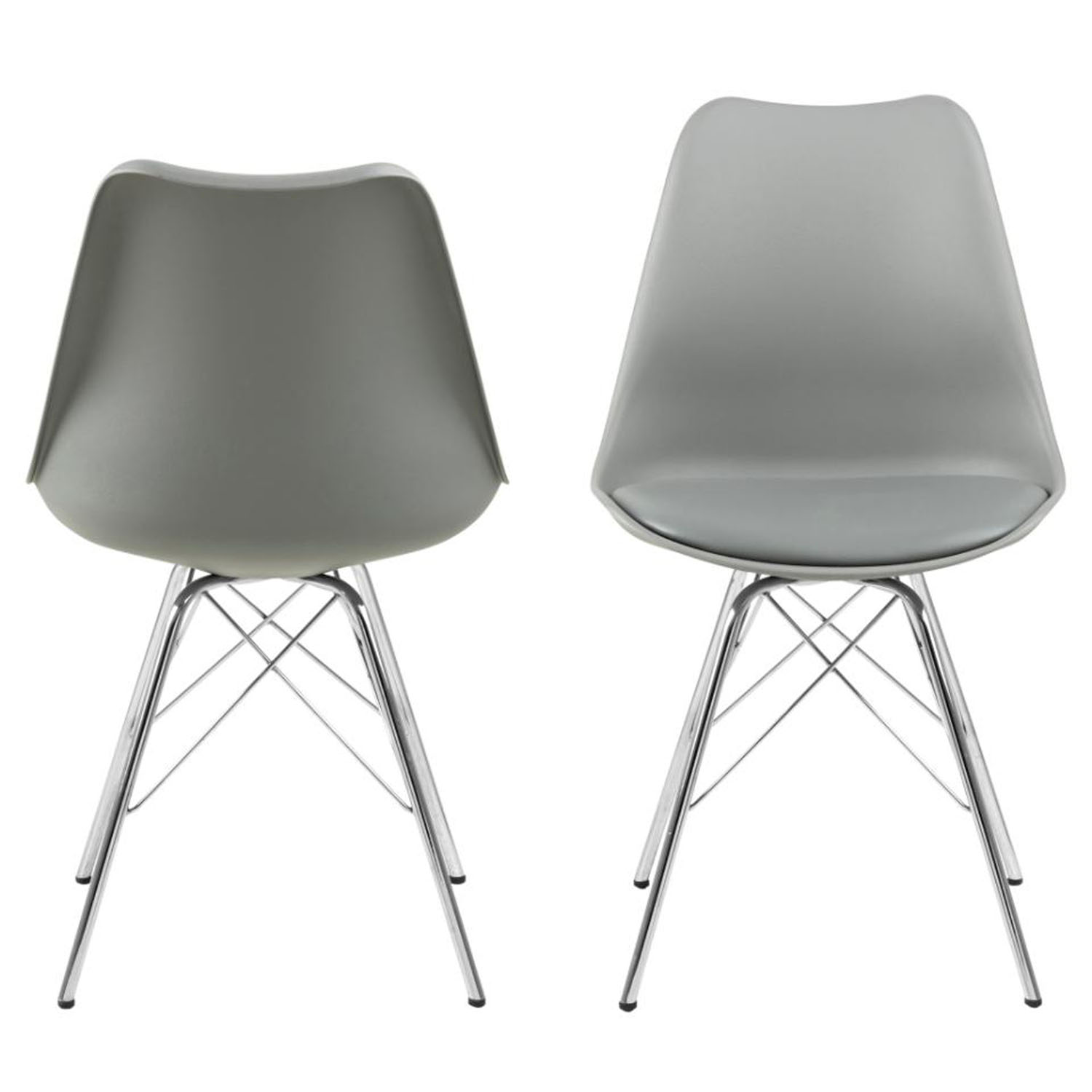 ACT NORDIC Eris spisebordsstol - grå plastik, grå PU og krom metal