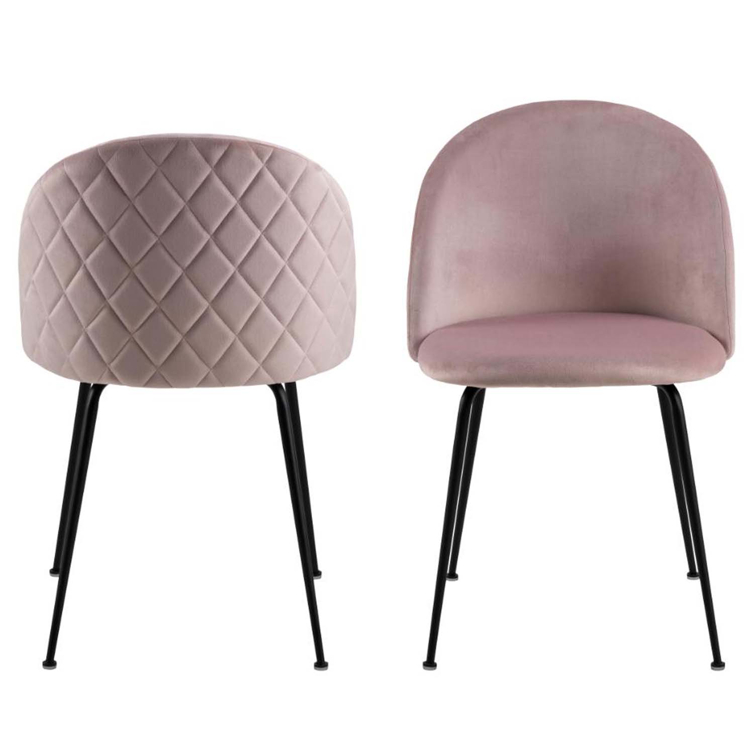 ACT NORDIC Louise spisebordsstol, m. harlekinsyning - lyserød polyester og sort metal