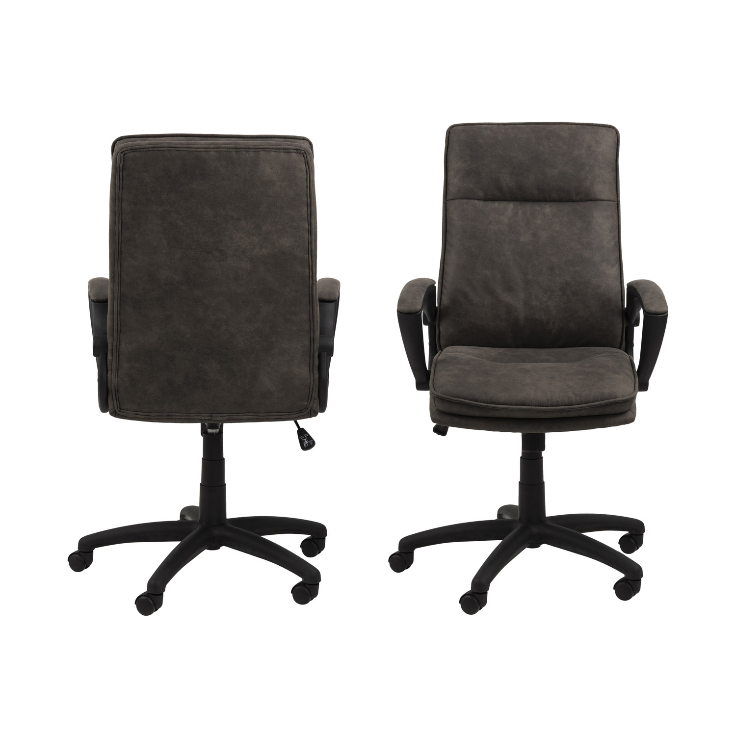 ACT NORDIC Brad skrivebordsstol m. armlæn og hjul - antracitgrå stof og sort nylon